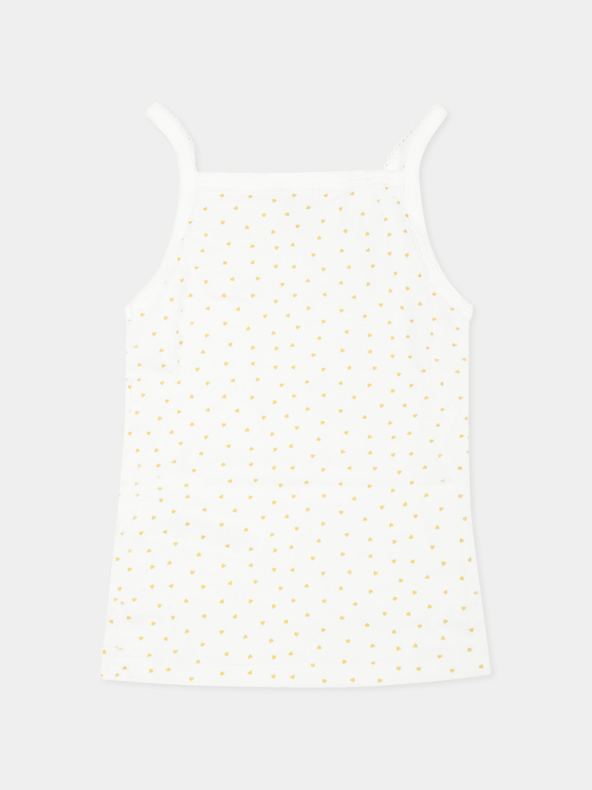 Set canottiere bianche per bambina con cuori,Petit Bateau,A0A47 VARIANTE 1 00