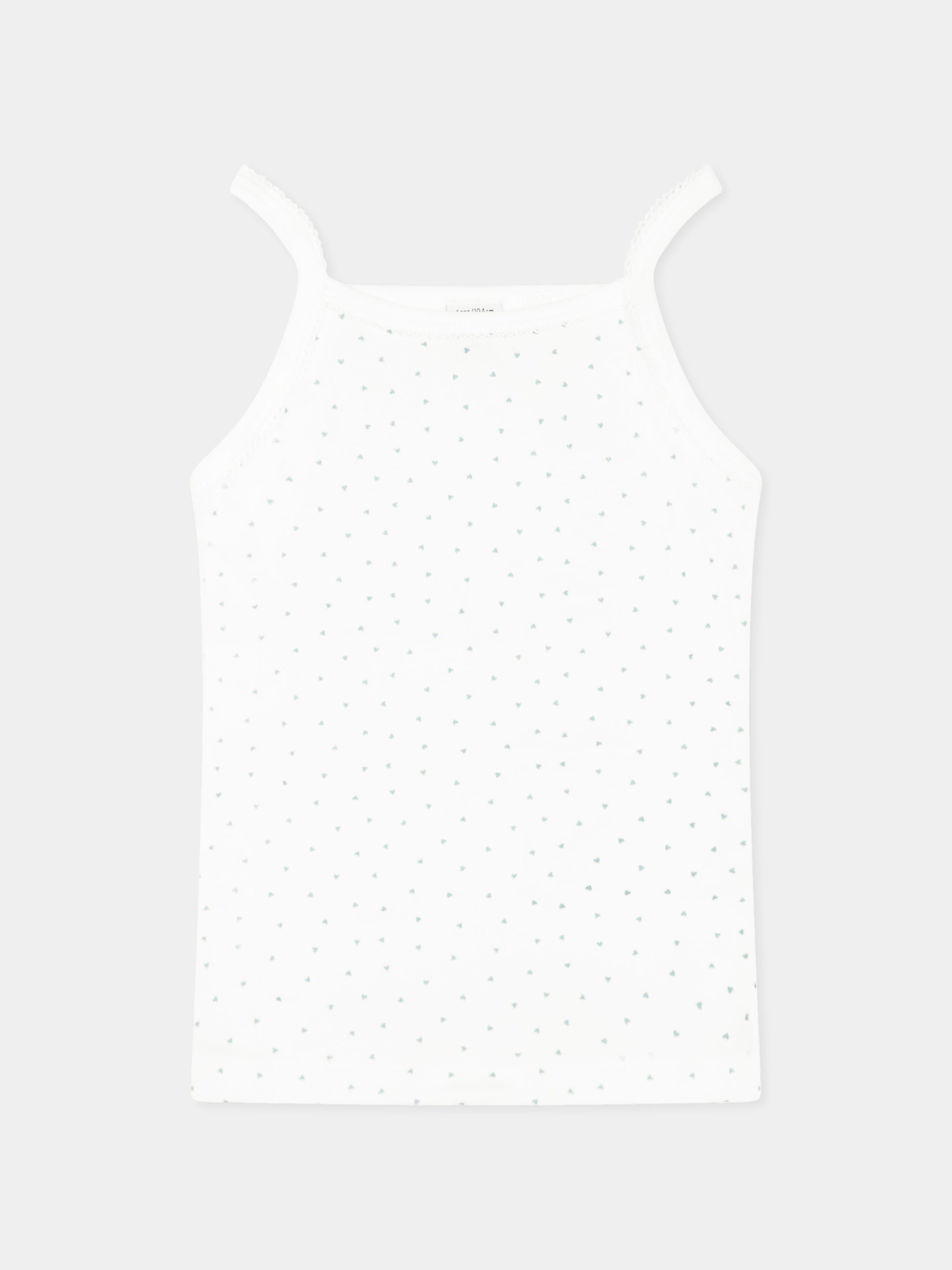 Set canottiere bianche per bambina con cuori,Petit Bateau,A0A47 VARIANTE 1 00