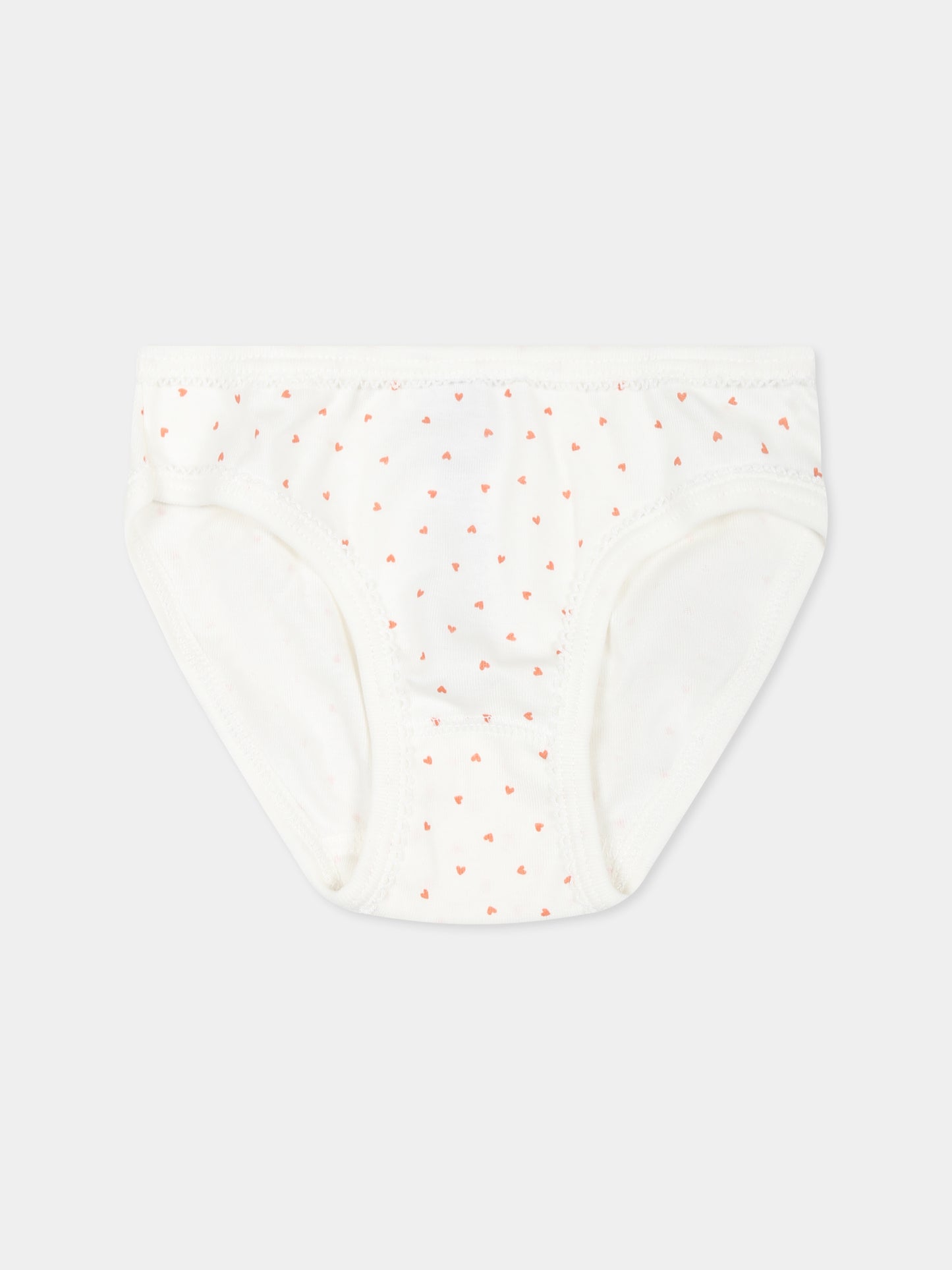 Set slip bianco per bambina con cuori all over,Petit Bateau,A0A45 VARIANTE 1 00