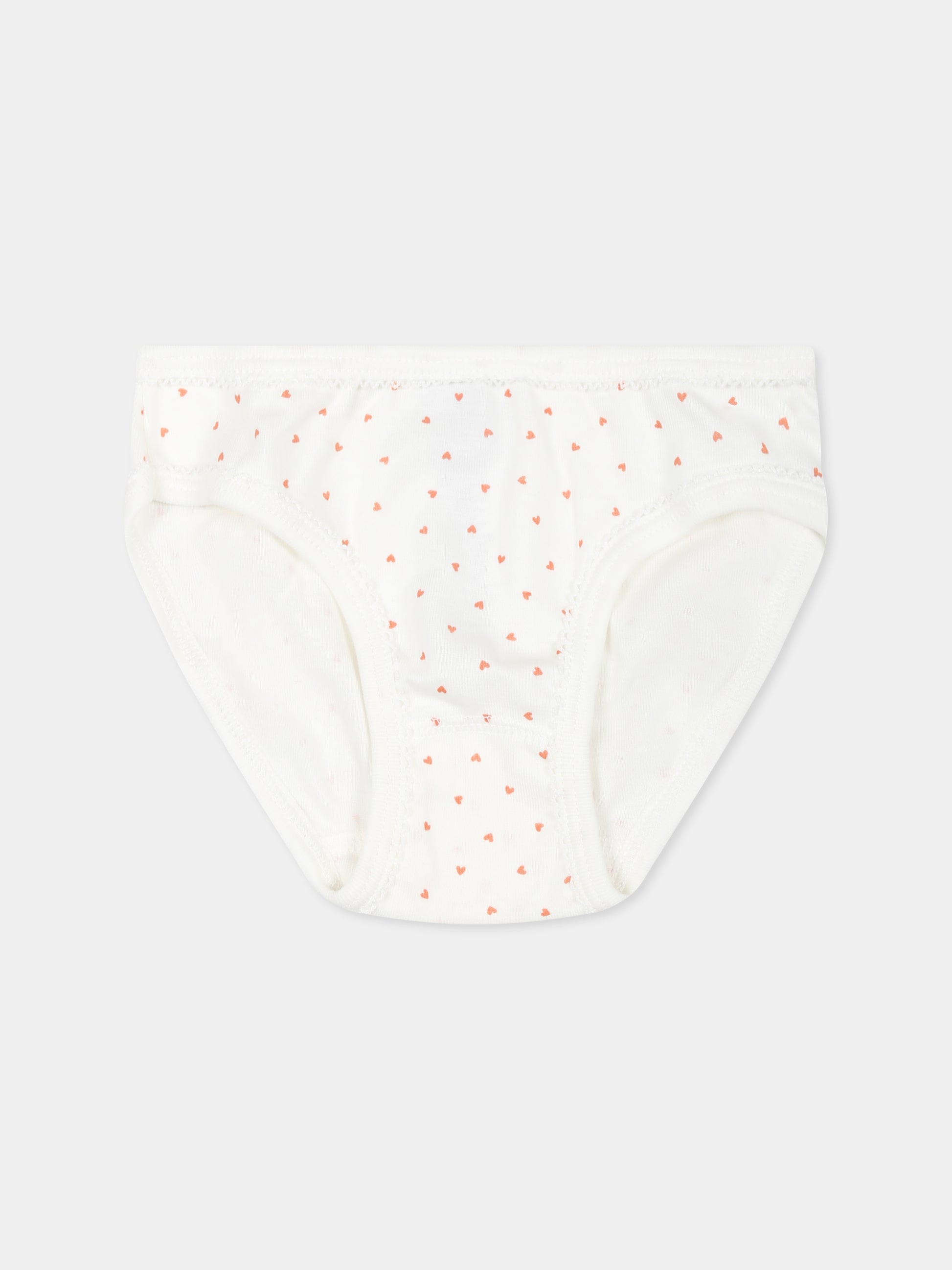 Set slip bianco per bambina con cuori all over,Petit Bateau,A0A45 VARIANTE 1 00