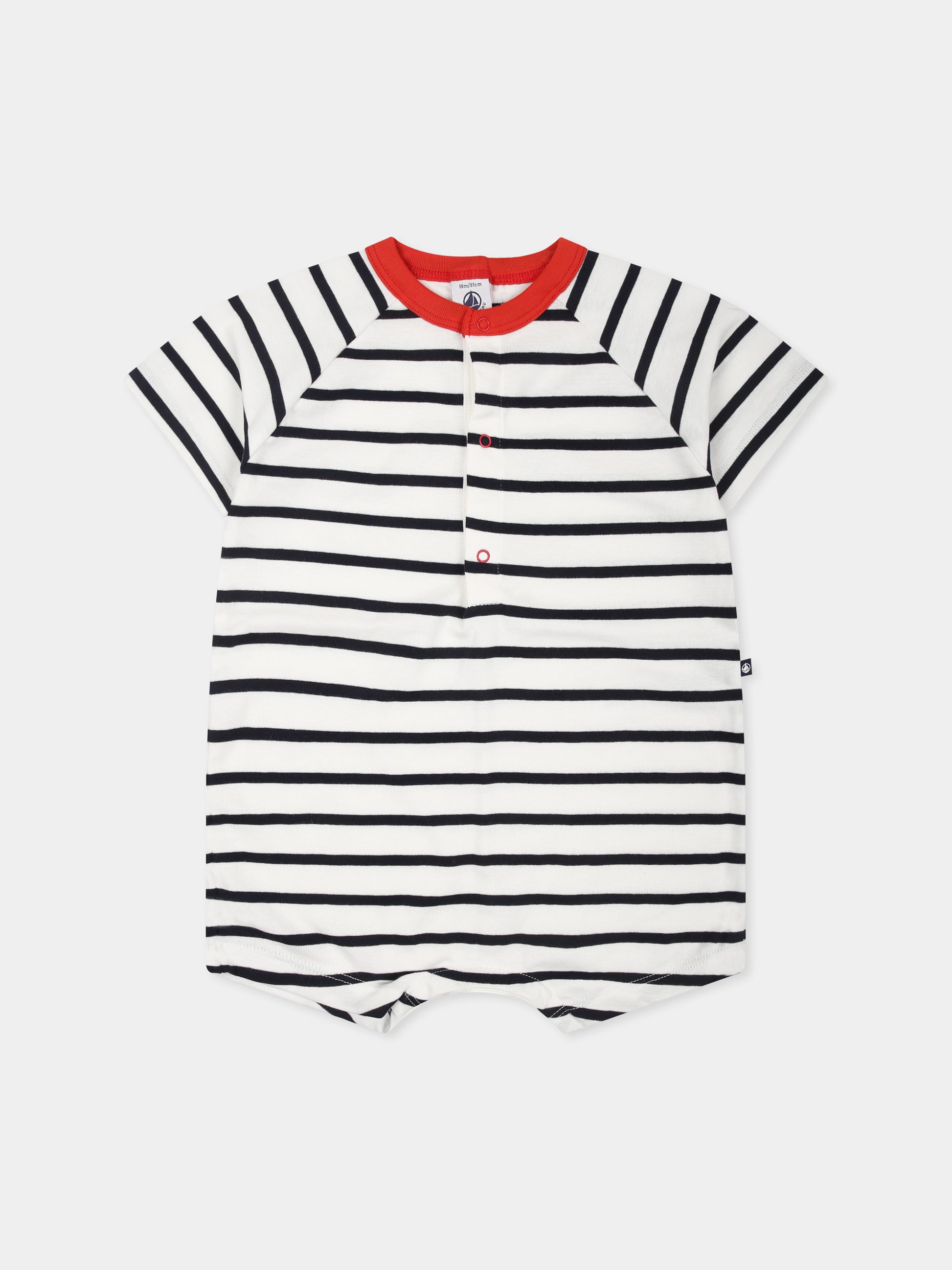 Pagliaccetto bianco per neonato con righe,Petit Bateau,A0CV3 MARSHMALLOW/SMOKING 01