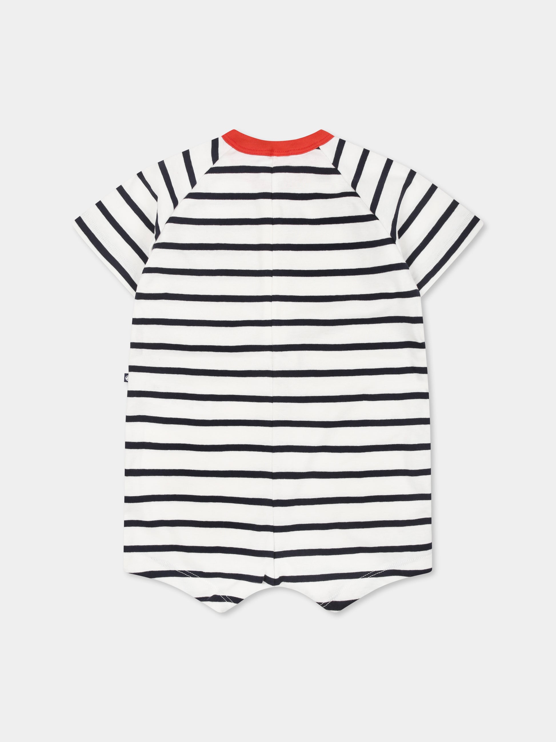 Pagliaccetto bianco per neonato con righe,Petit Bateau,A0CV3 MARSHMALLOW/SMOKING 01