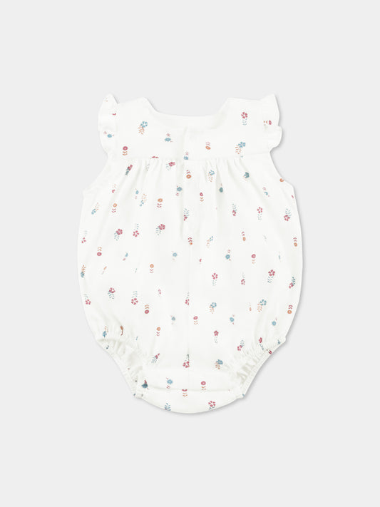 Pagliaccetto avorio per neonata con stampa floreale,Petit Bateau,A0CFY MARSHMALLOW/MULTICO 01