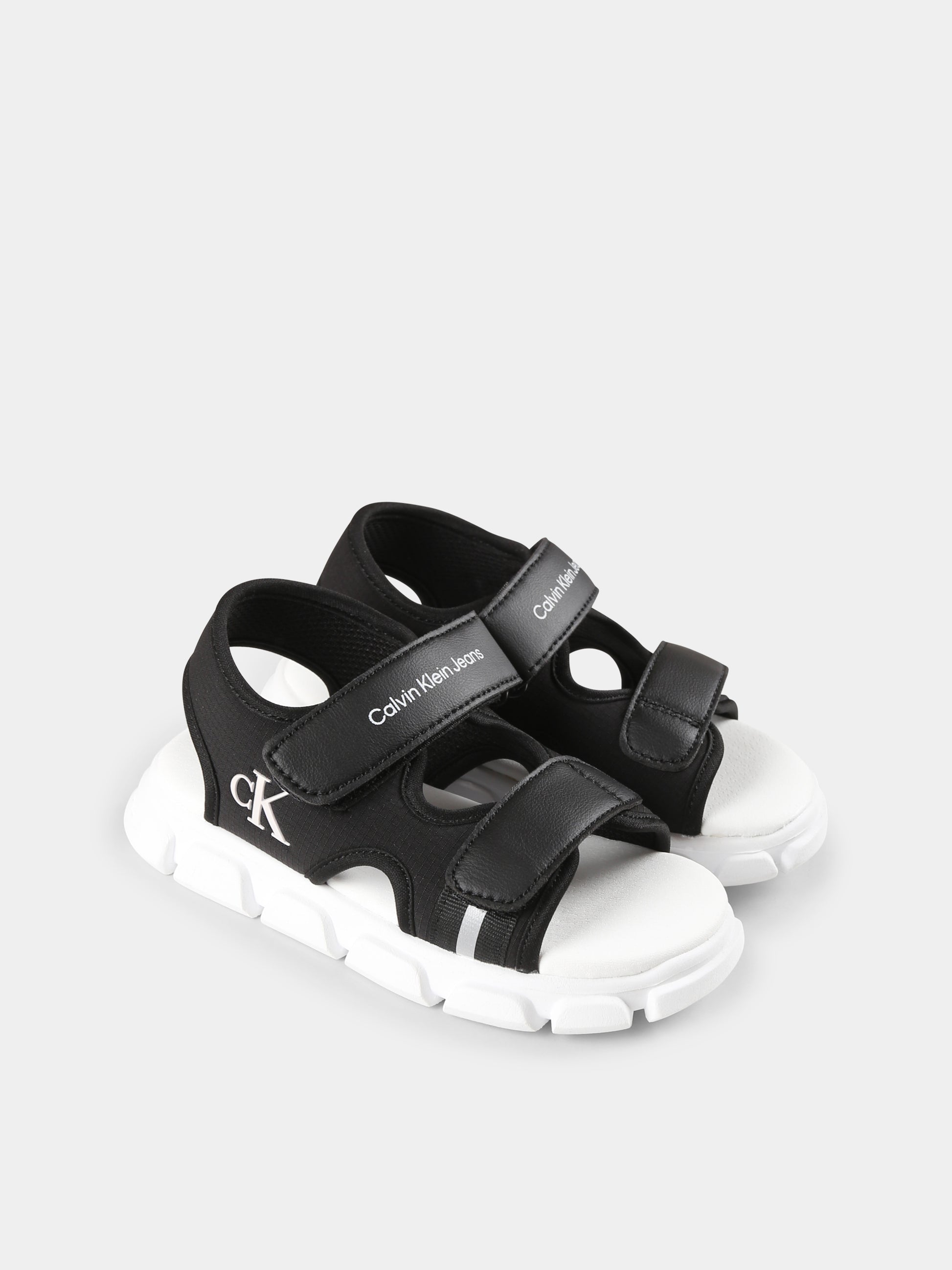 Sandali neri per bambini con logo,Calvin Klein Kids,V1B2 83020 1591999