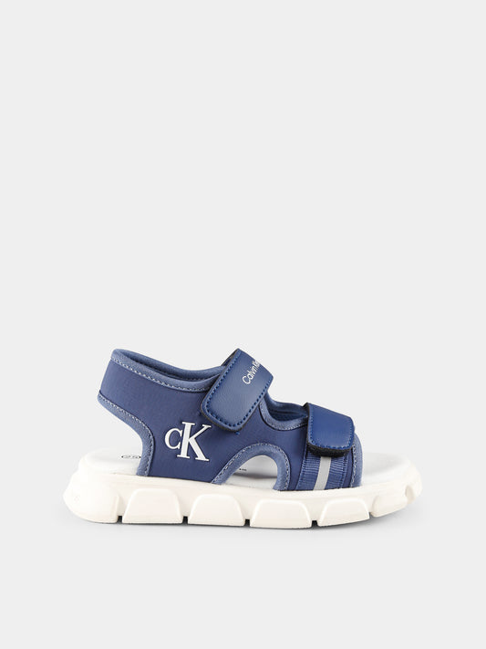 Sandali blu per bambino con logo,Calvin Klein Kids,V1B2 83020 1591865