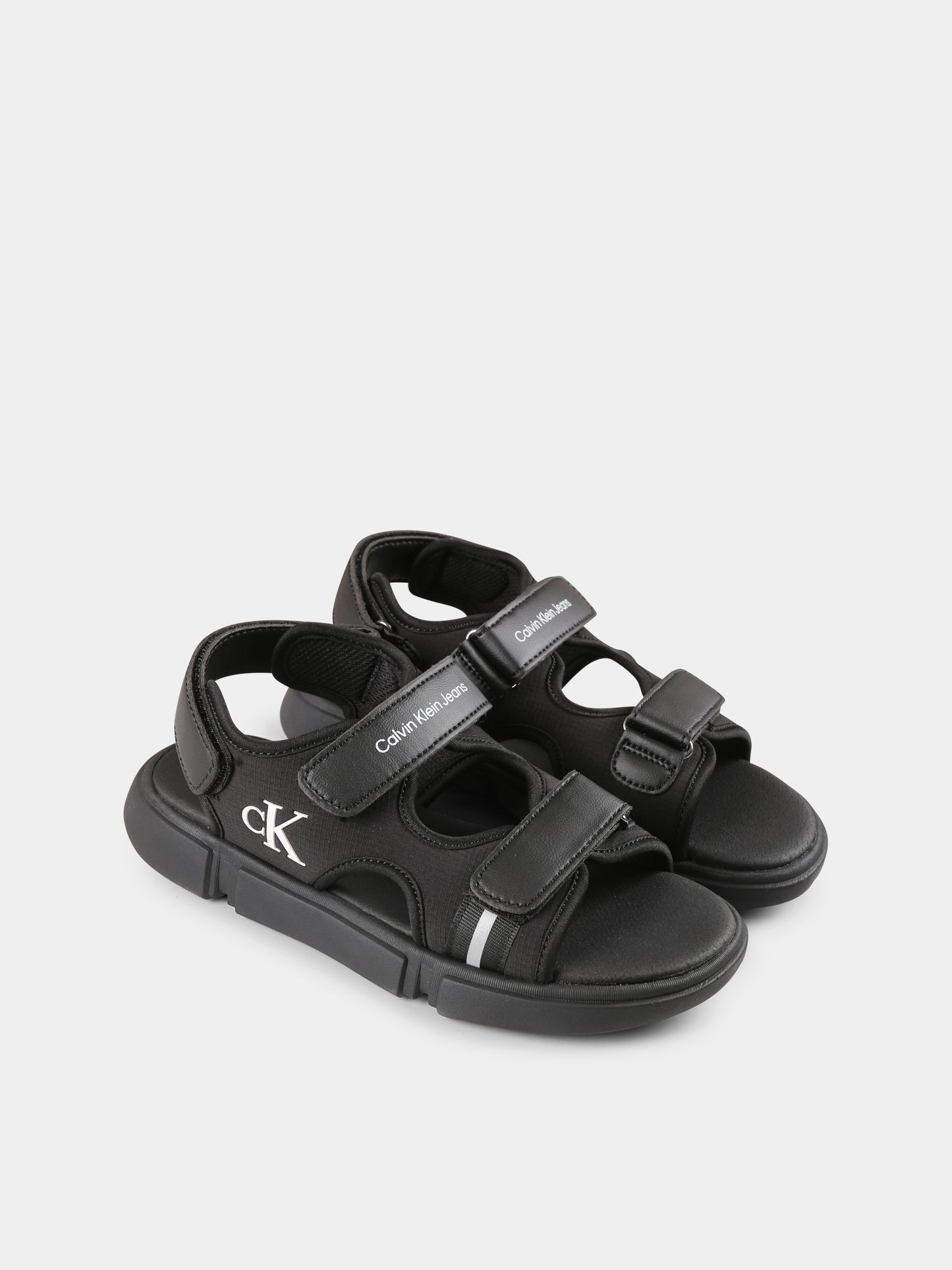 Sandali neri per bambini con logo,Calvin Klein Kids,V3B2 83023 1591999