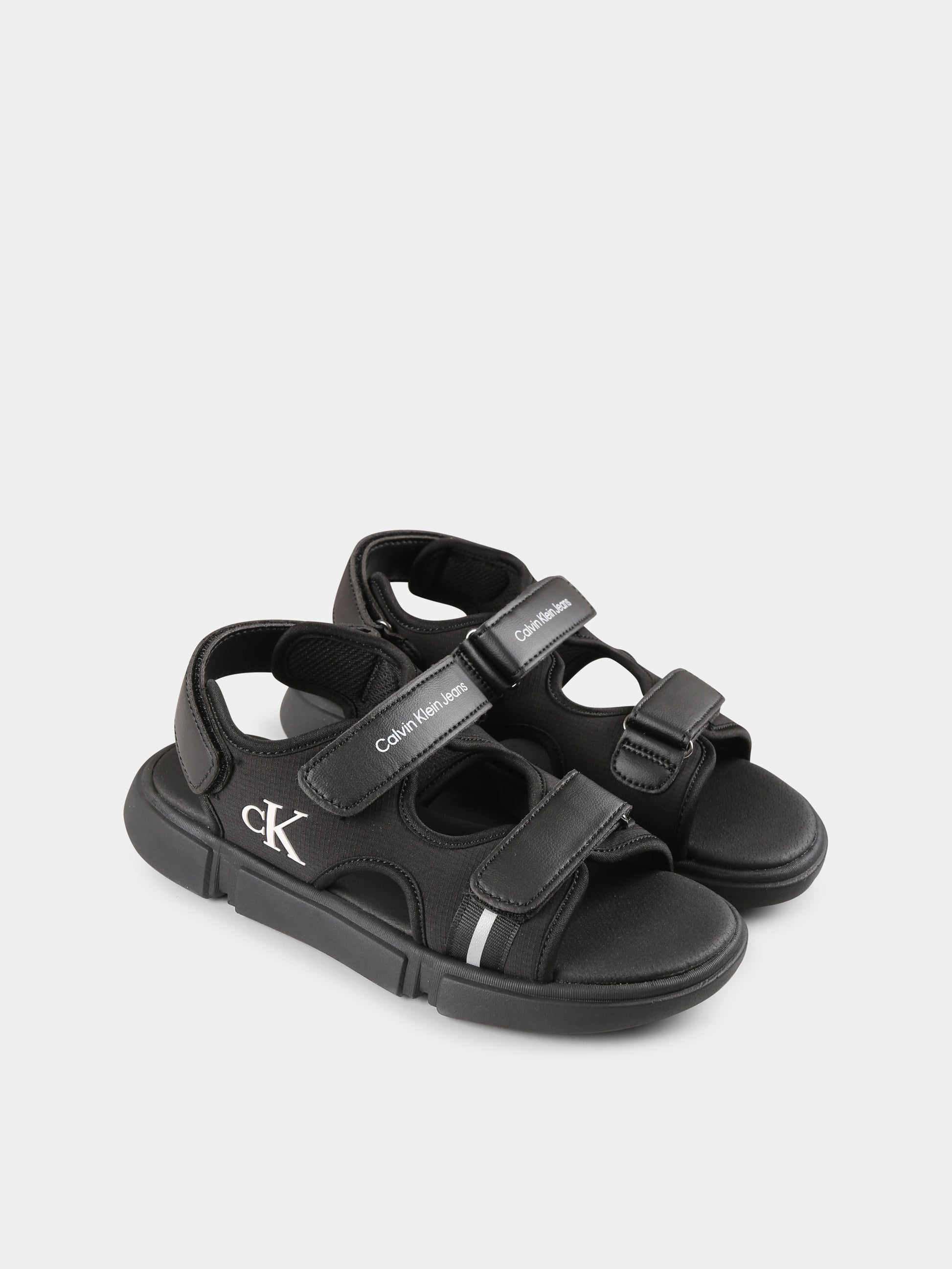 Sandali neri per bambini con logo,Calvin Klein Kids,V3B2 83023 1591999