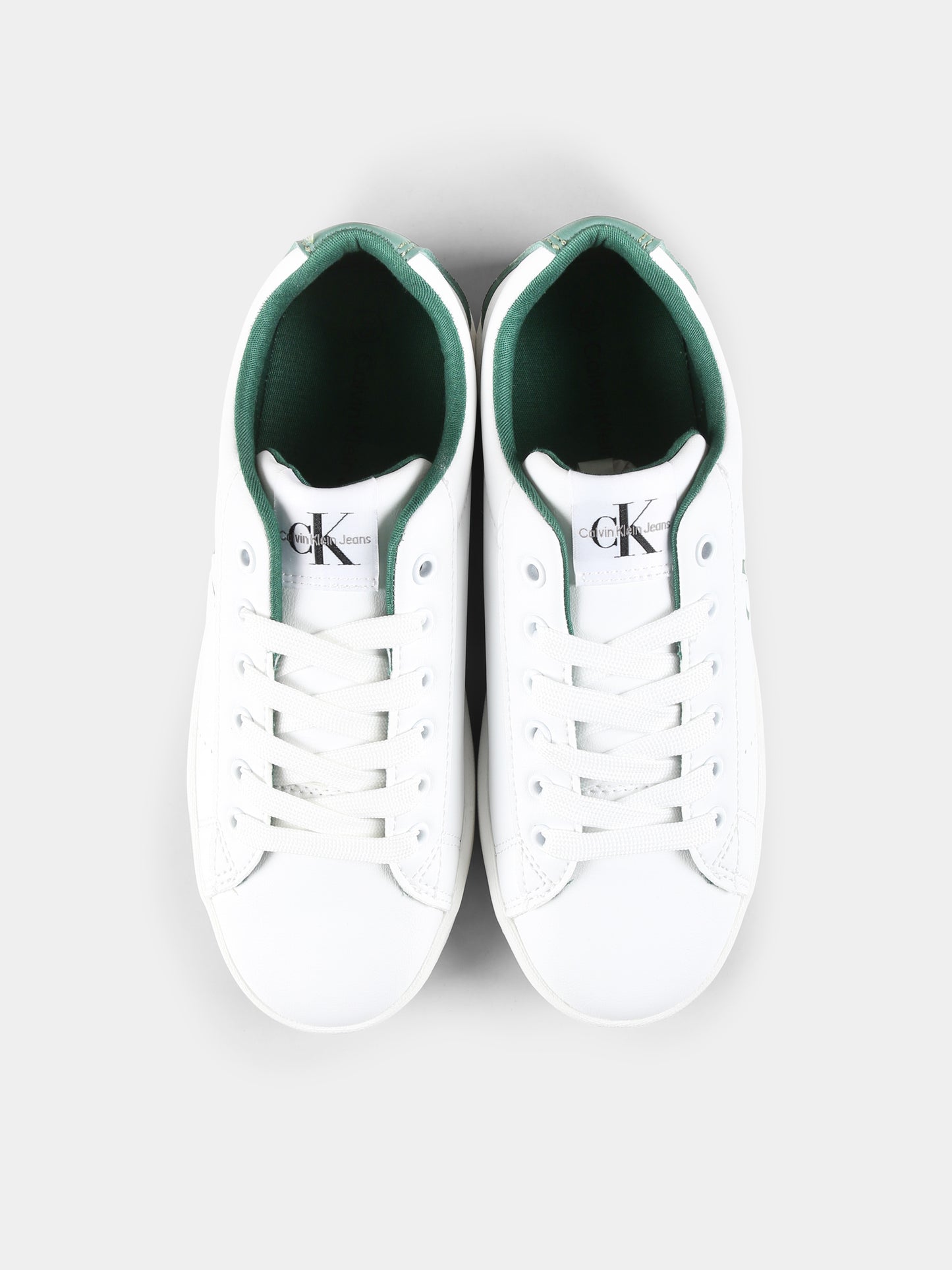 Sneakers bianche per bambini con logo,Calvin Klein Kids,V3X9 82082 1355A494