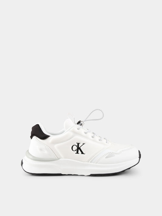 Sneakers bianche per bambini con logo,Calvin Klein Kids,V3X9 83010 1464X002