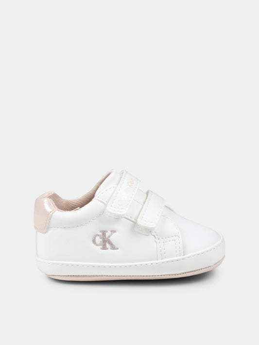 Sneakers avorio per neonata con logo,Calvin Klein Kids,V0A9 82005 1582A704