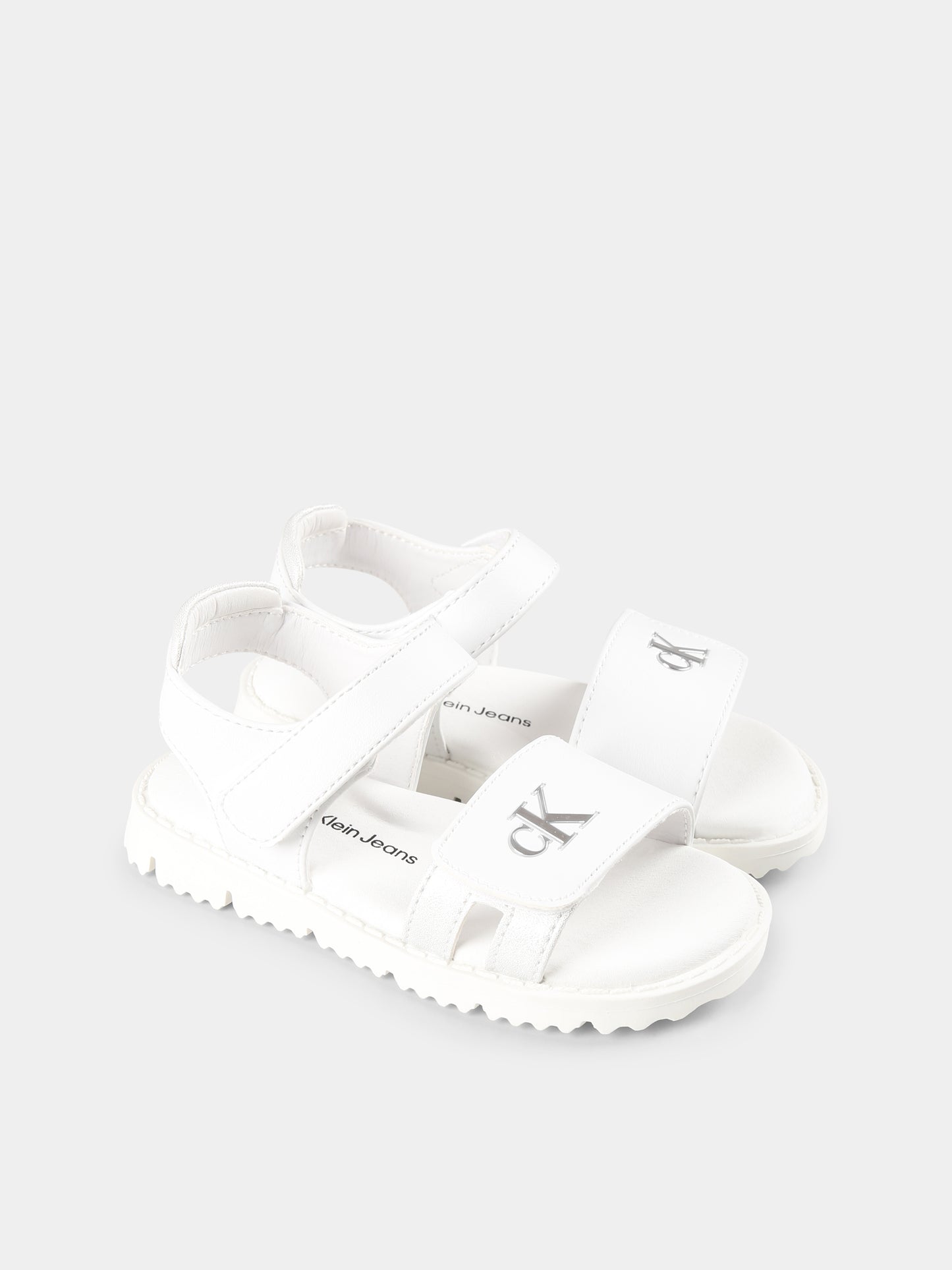 Sandali bianchi per bambina con logo,Calvin Klein Kids,V1A2 82039 1013X025