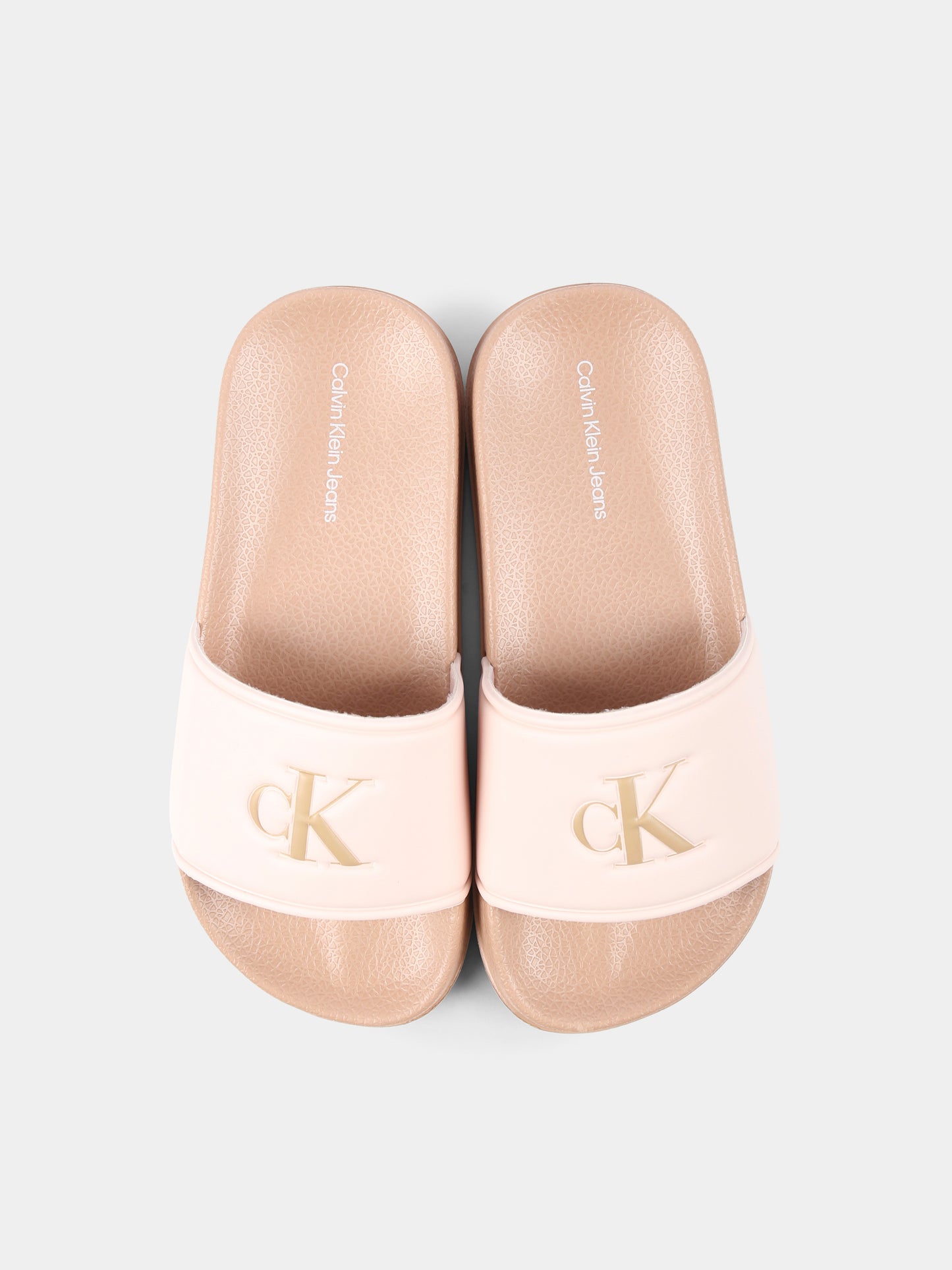 Ciabatte rosa per bambina con logo,Calvin Klein Kids,V3A0 82066 1172302