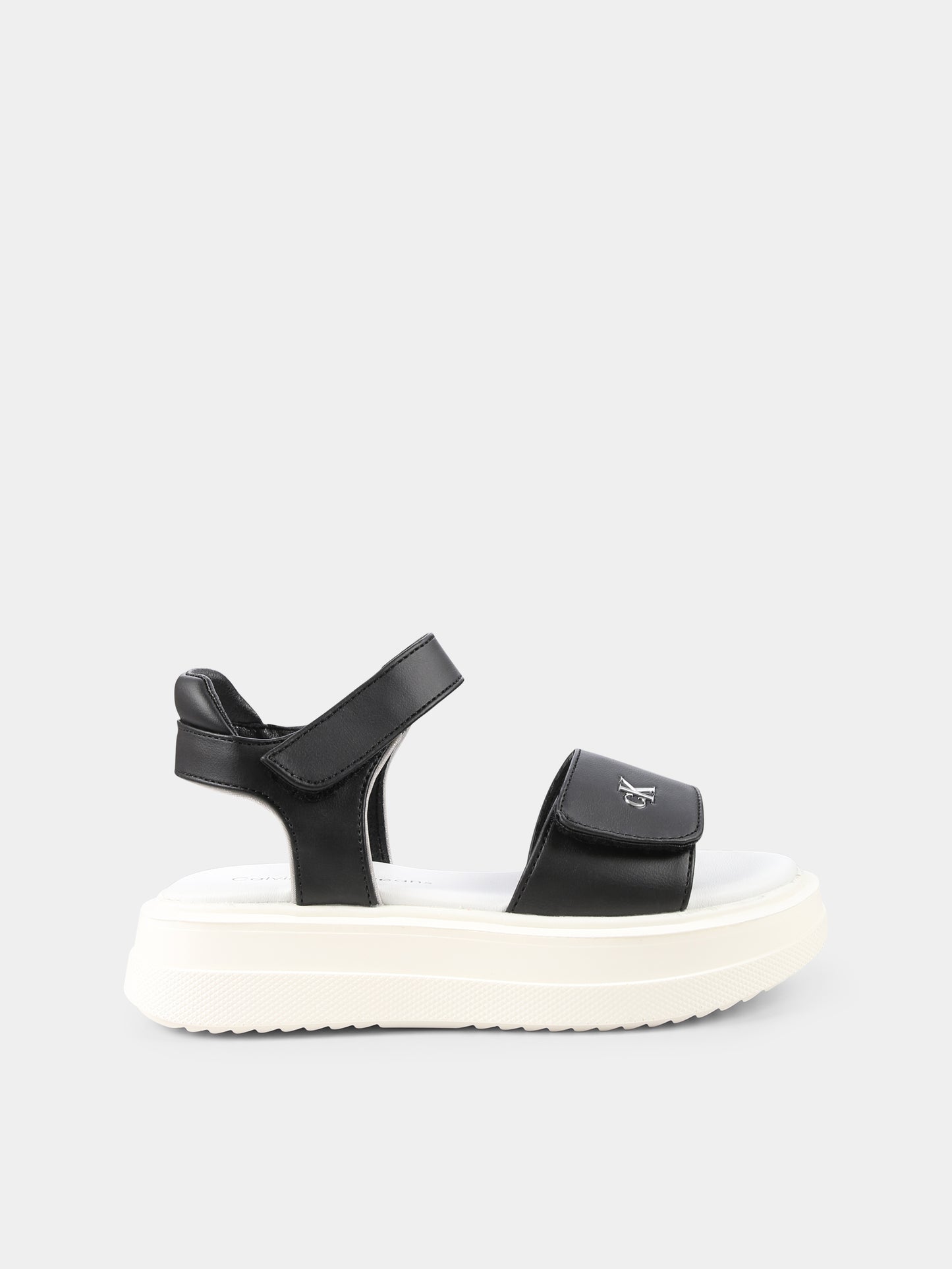 Sandali neri per bambina con logo,Calvin Klein Kids,V3A2 82047 1013X323