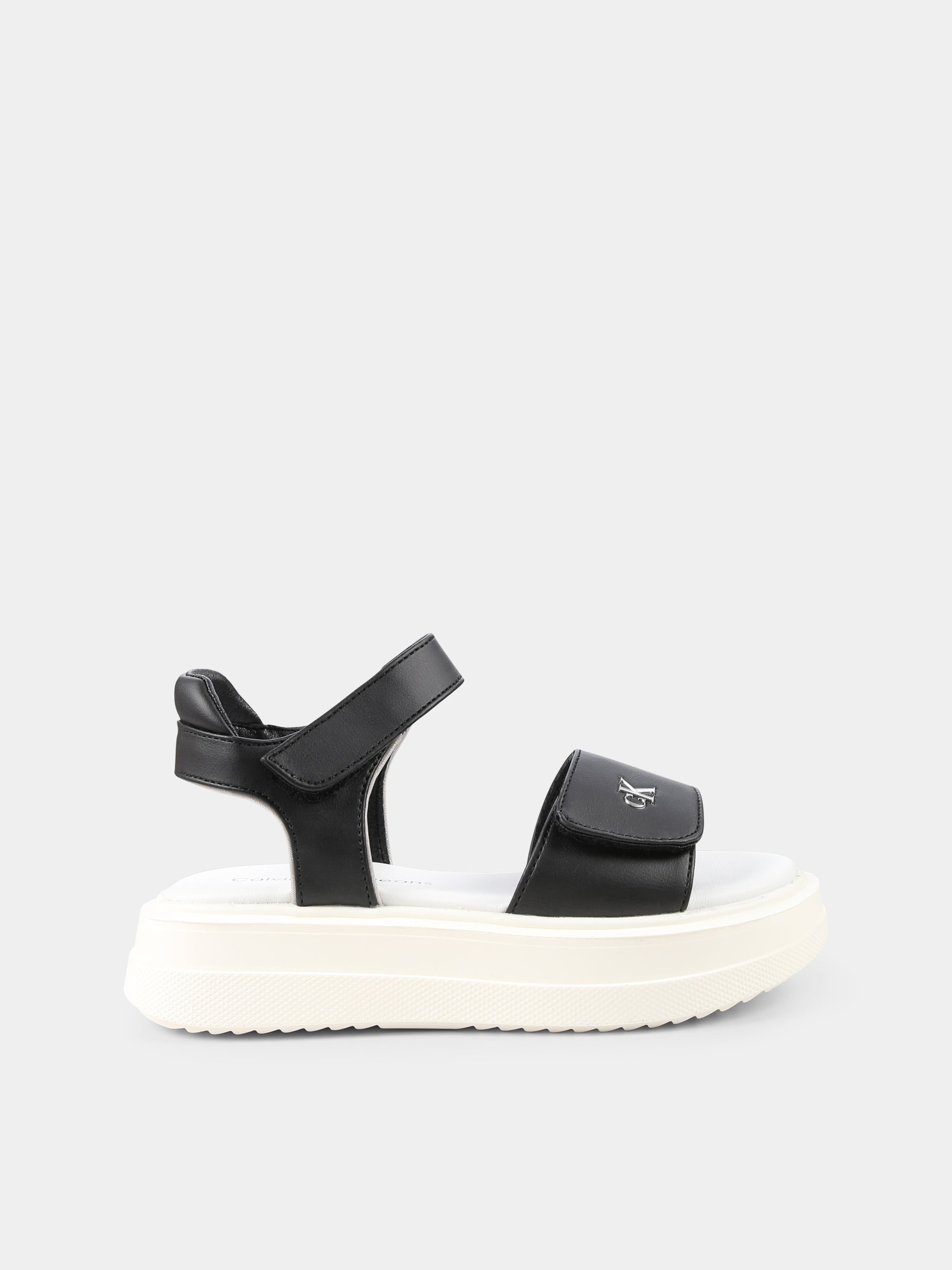 Sandali neri per bambina con logo,Calvin Klein Kids,V3A2 82047 1013X323