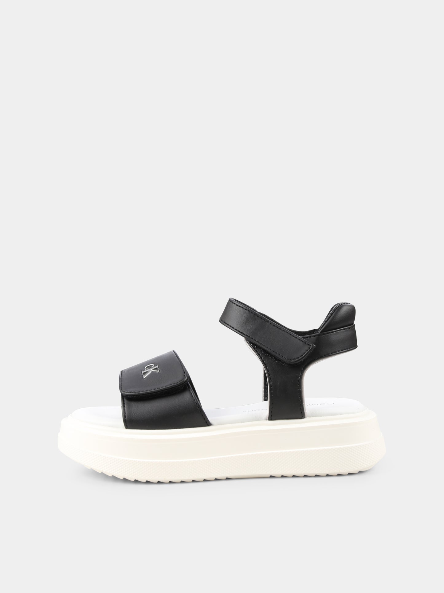 Sandali neri per bambina con logo,Calvin Klein Kids,V3A2 82047 1013X323