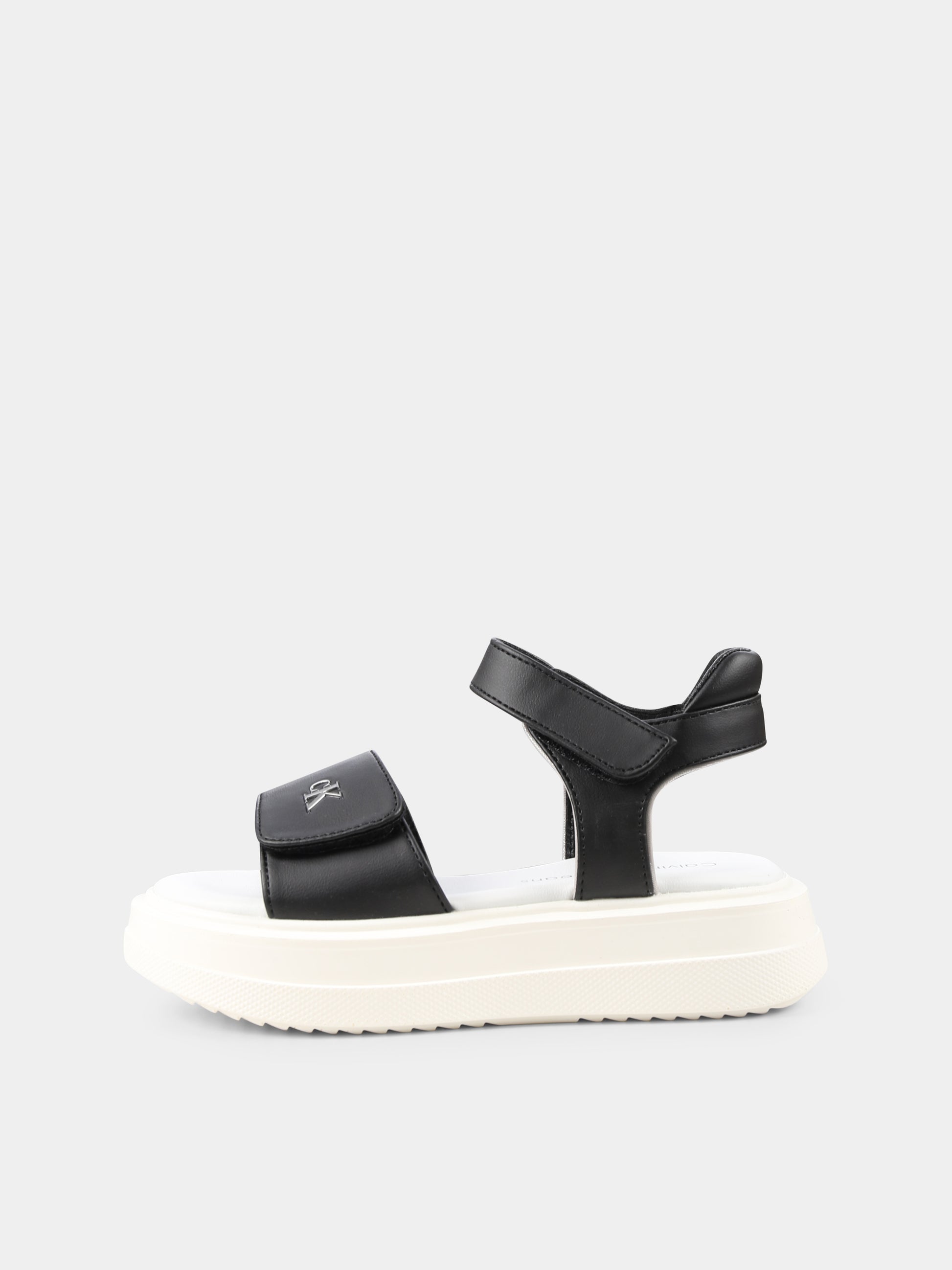Sandali neri per bambina con logo,Calvin Klein Kids,V3A2 82047 1013X323