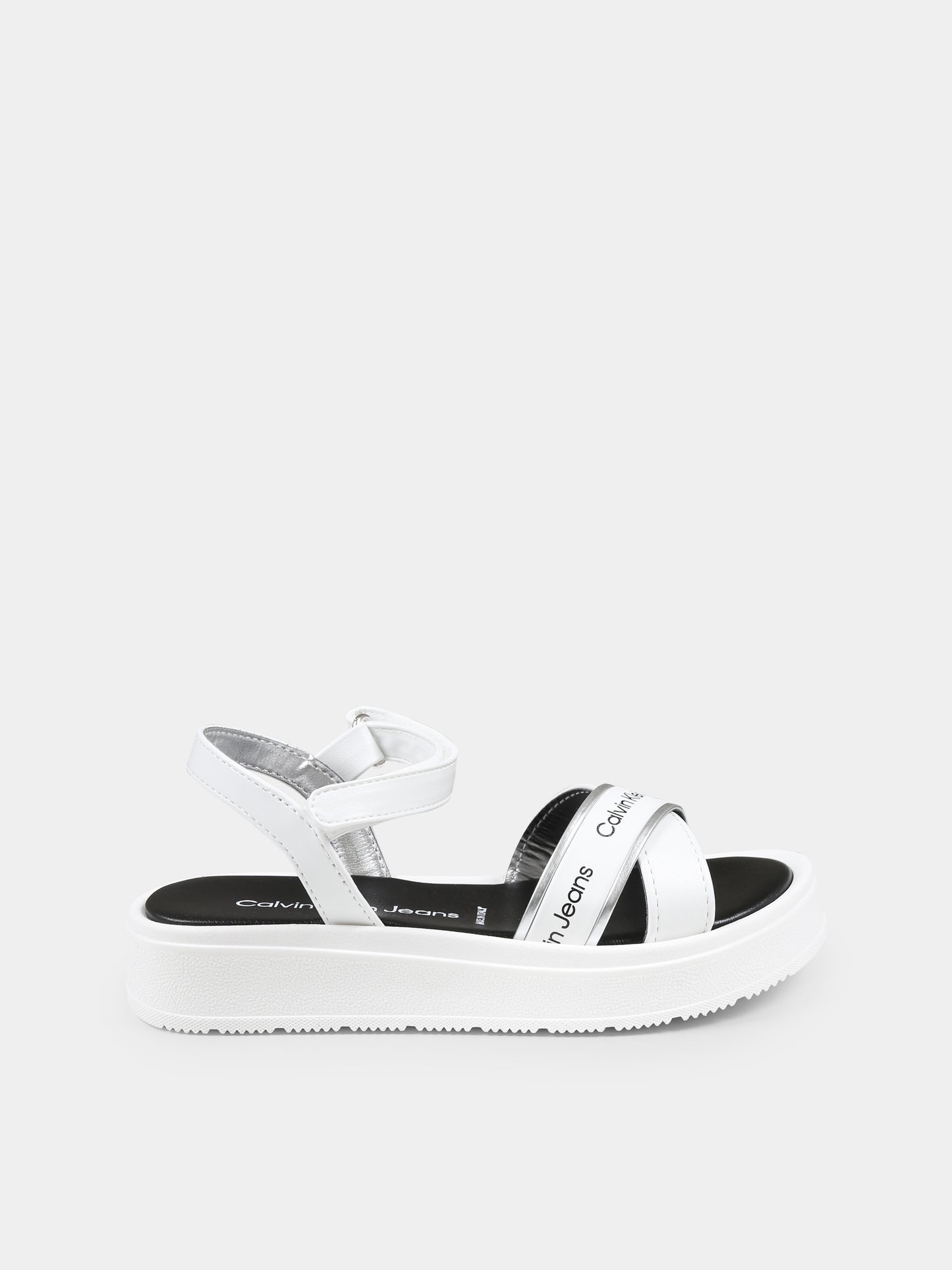 Sandali bianchi per bambina con logo,Calvin Klein Kids,V4A2 82054 0371X025