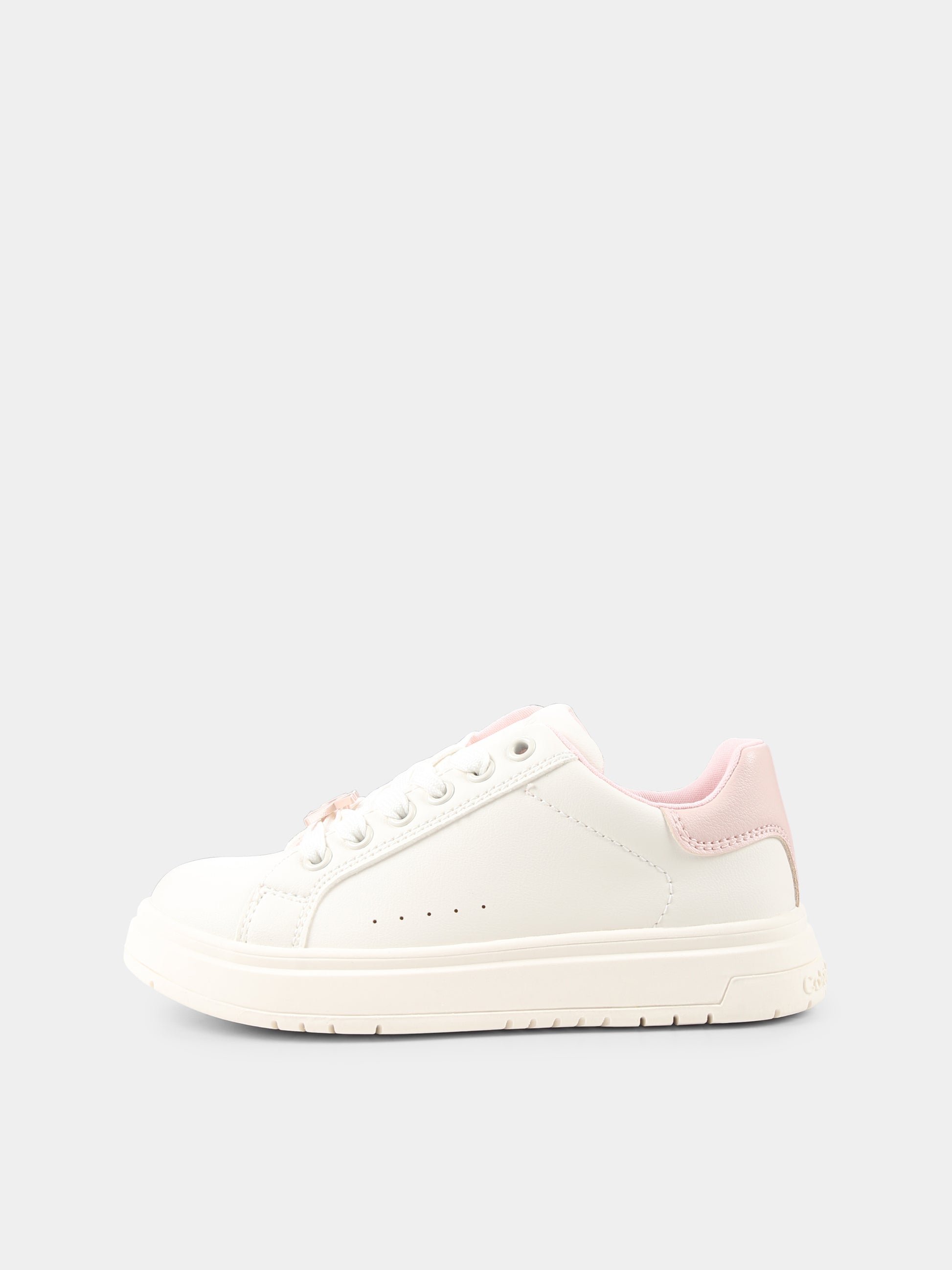 Sneakers avorio per bambina con logo,Calvin Klein Kids,V3A9 82015 1355A704