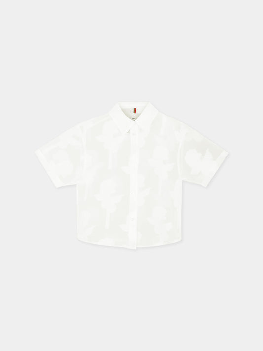 Camicia bianca per bambina con rose