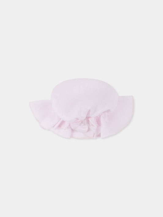 Cappello rosa per neonata con fiocco