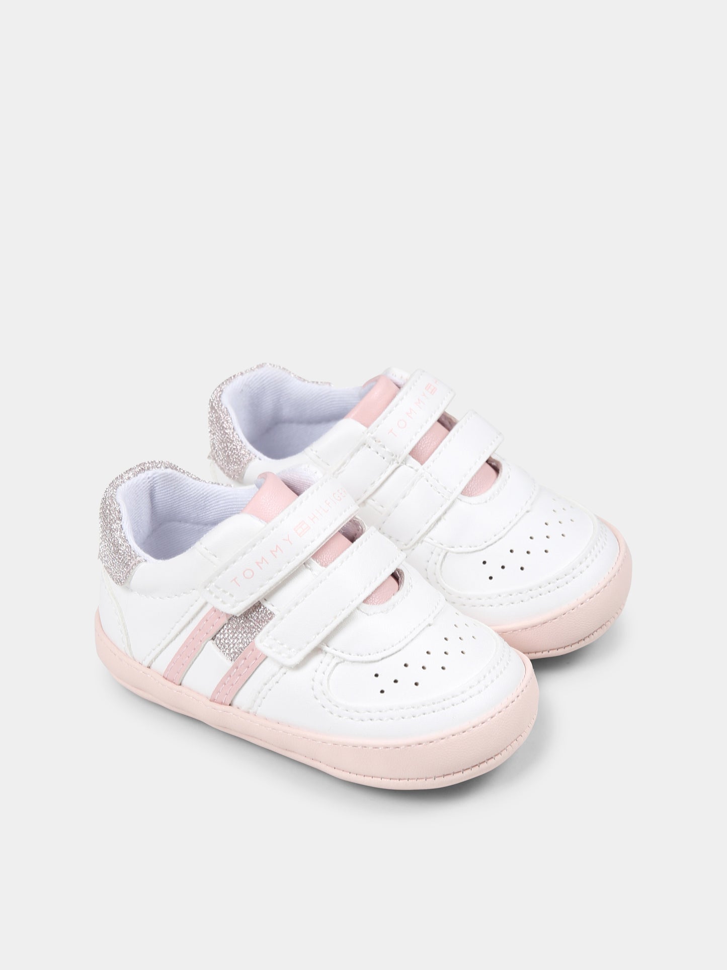 Sneakers bianche per neonata con logo,Tommy Hilfiger Junior,T0A9 33721 1528X134