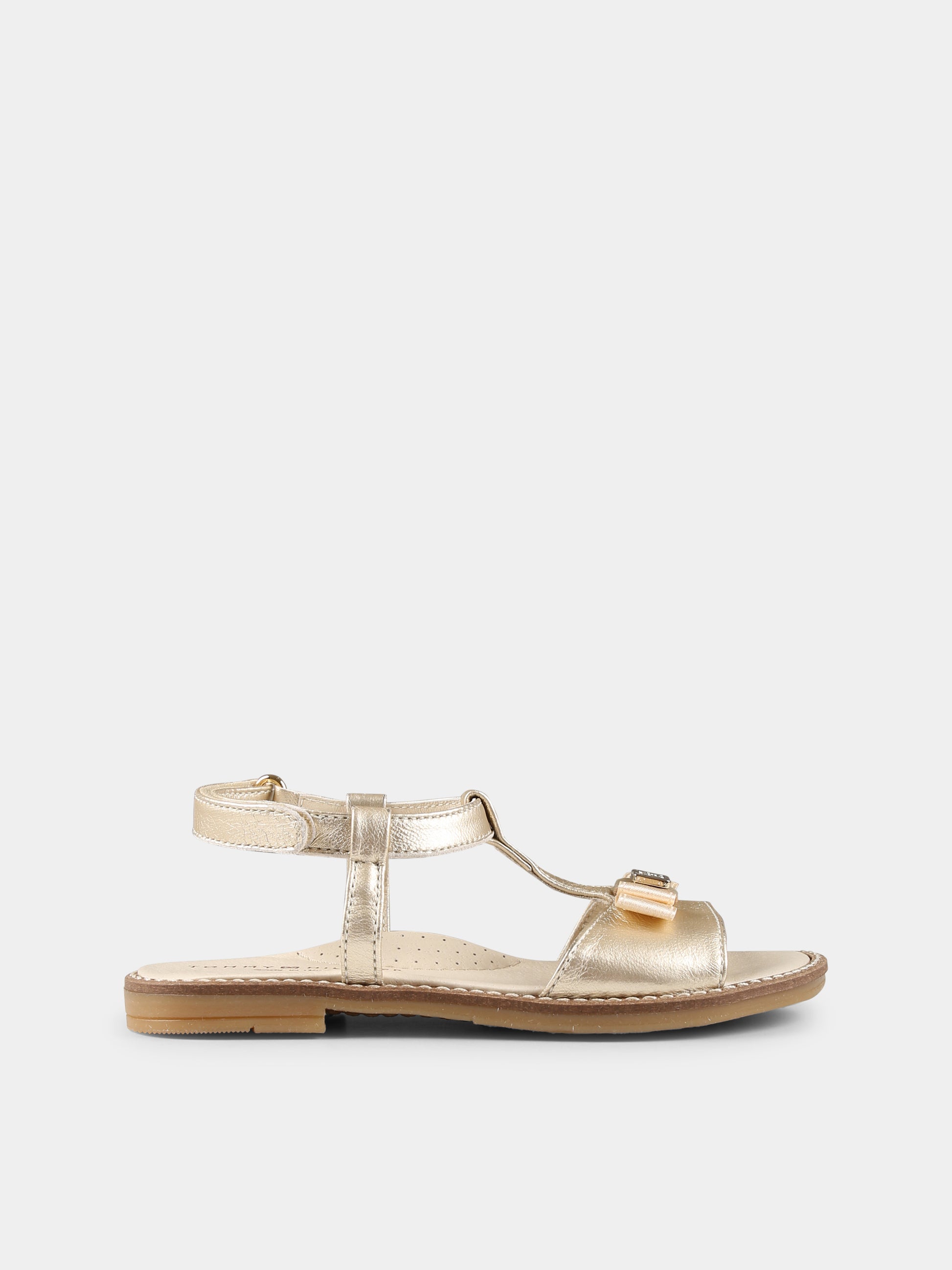 Sandali oro per bambina con fiocco,Tommy Hilfiger Junior,T1A2 33940 0220514