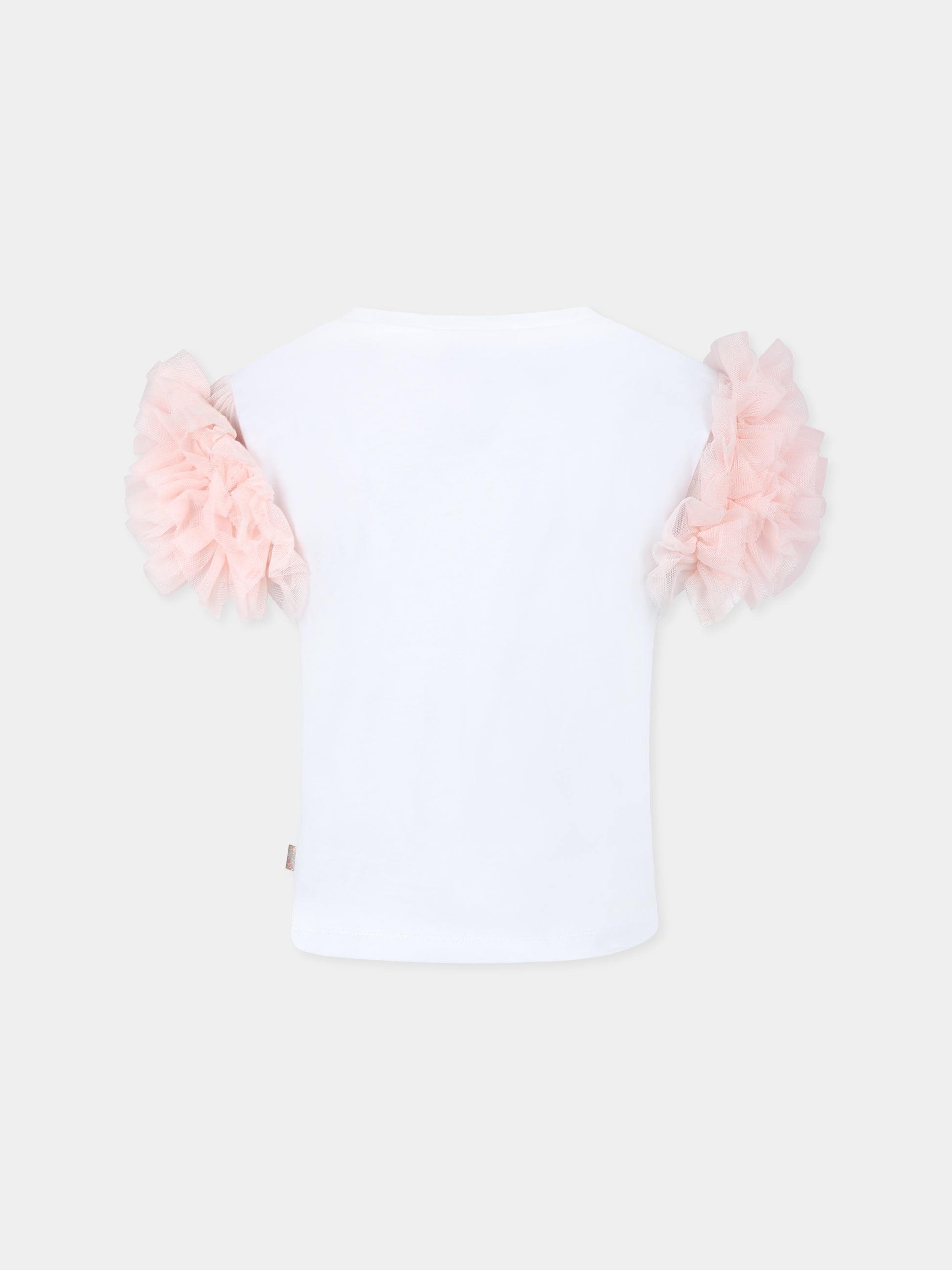 T-shirt bianca per bambina con cuore,Billieblush,U20991 10P