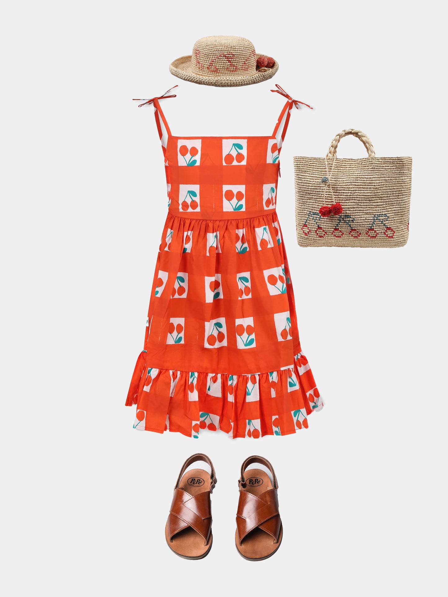 Vestito rosso per bambina con ciliegie