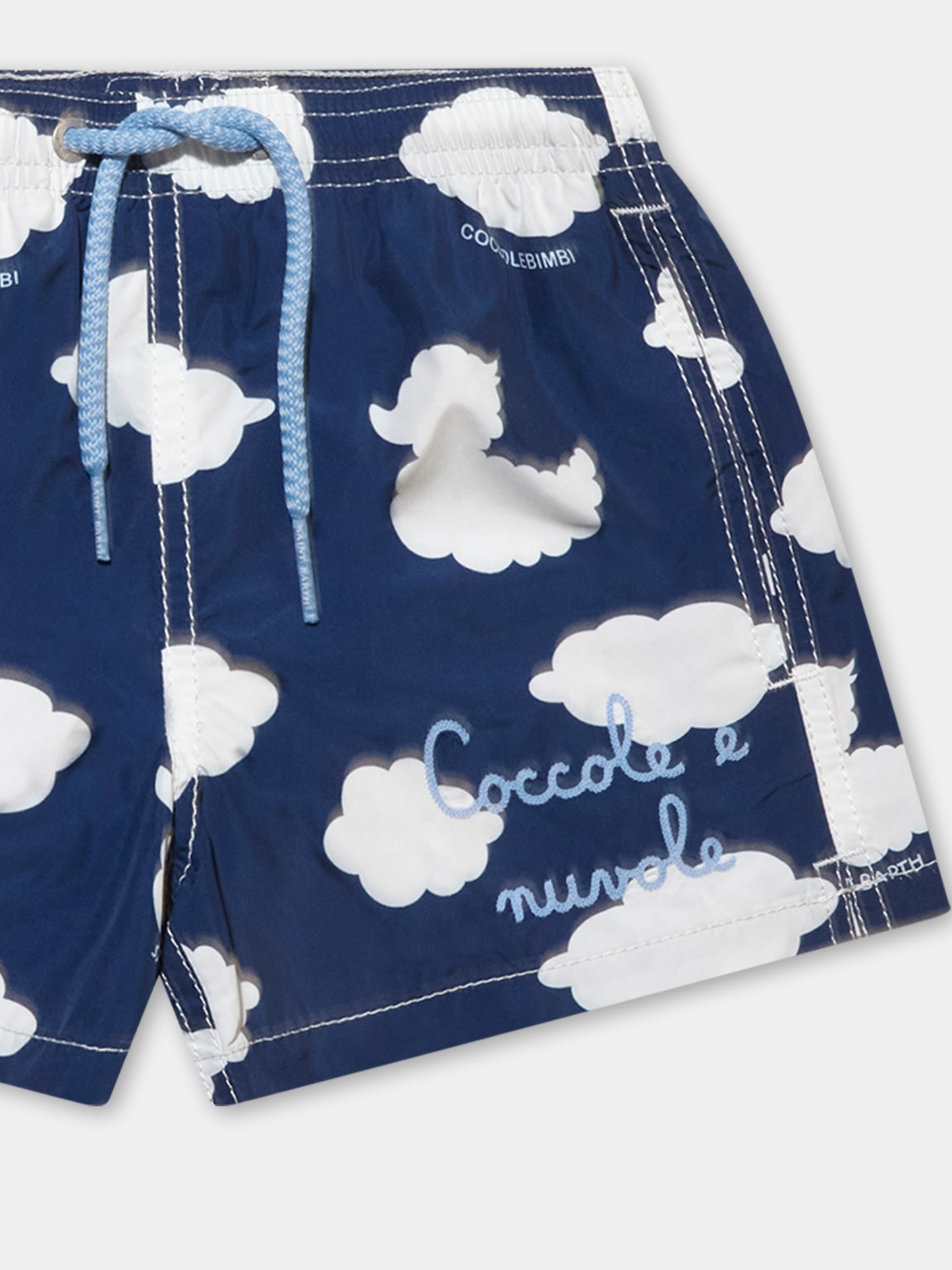 Boxer mare blu per bambino con iconiche nuvole e Ducky Clouds