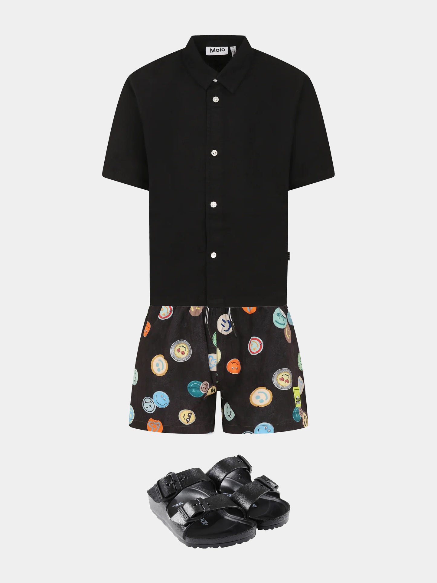 Camicia nera per bambino con patch logato