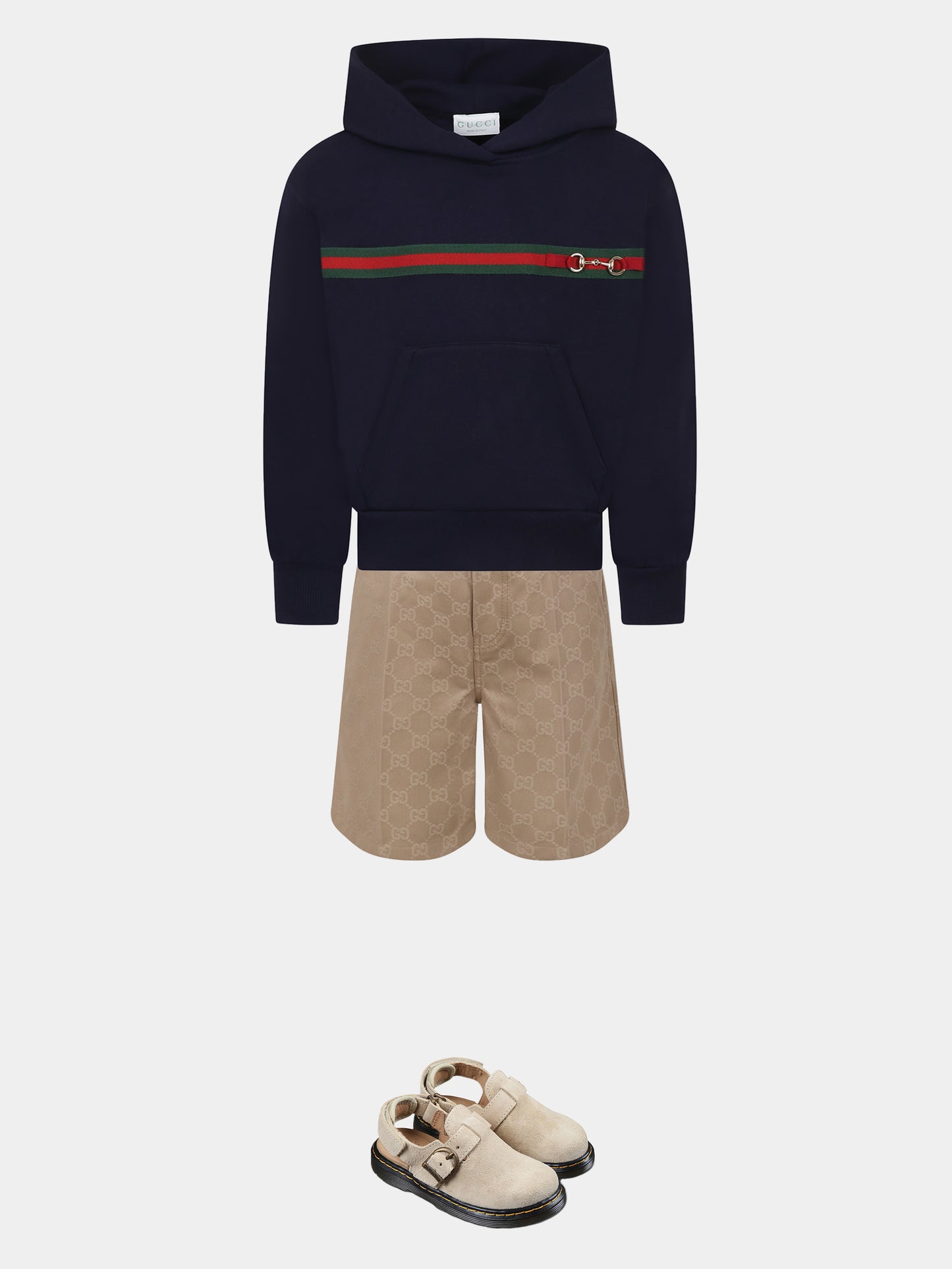 Shorts marroni per bambino con dettaglio Web