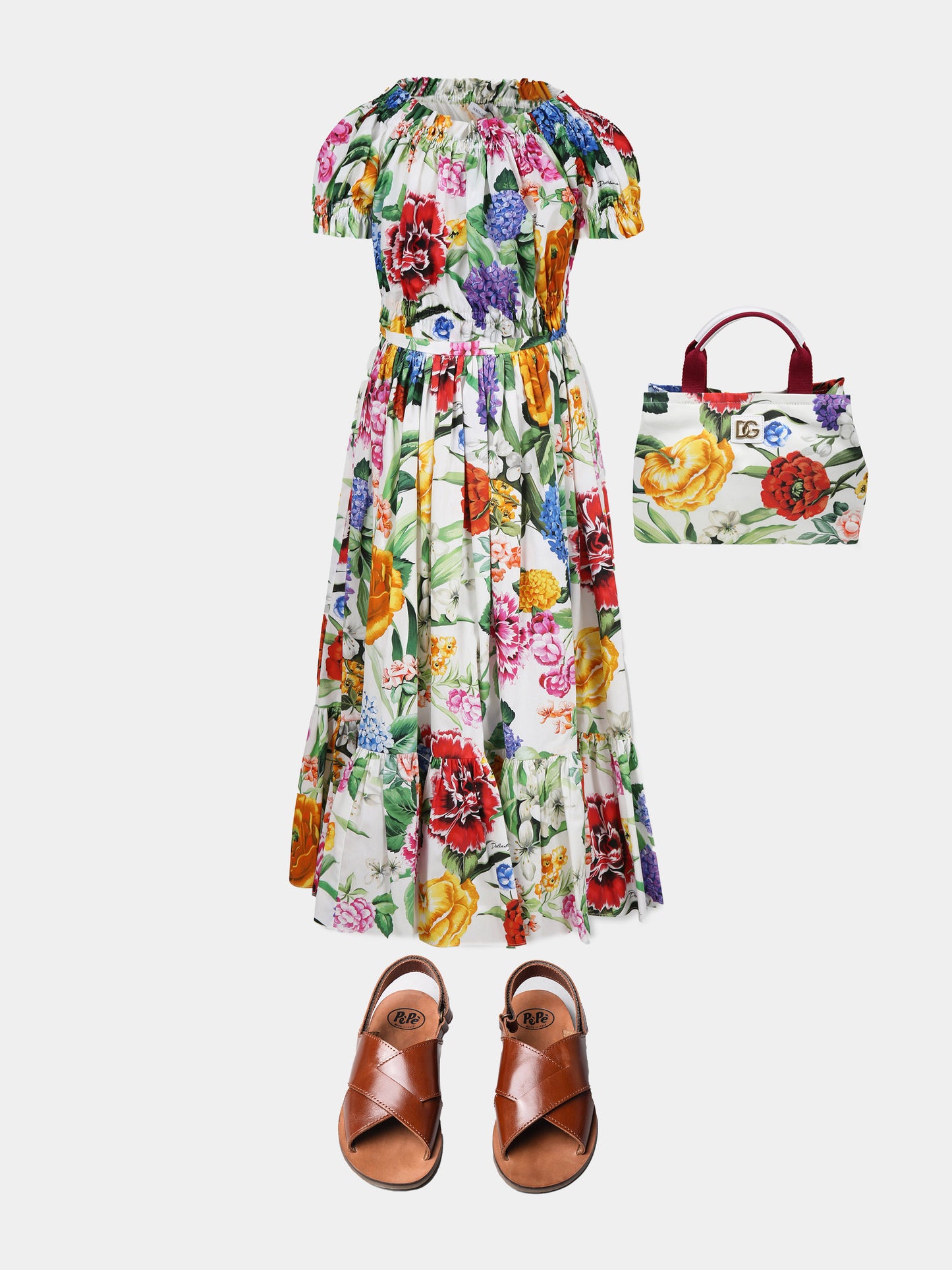 Top multicolor per bambina con stampa floreale