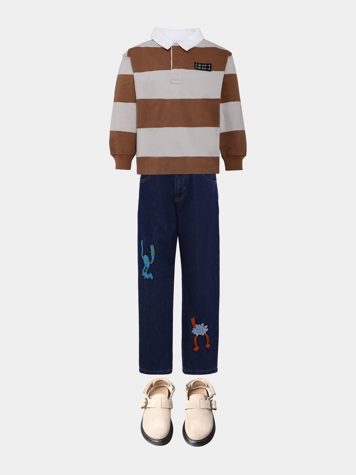 Jeans blu per bambino con terra e sole