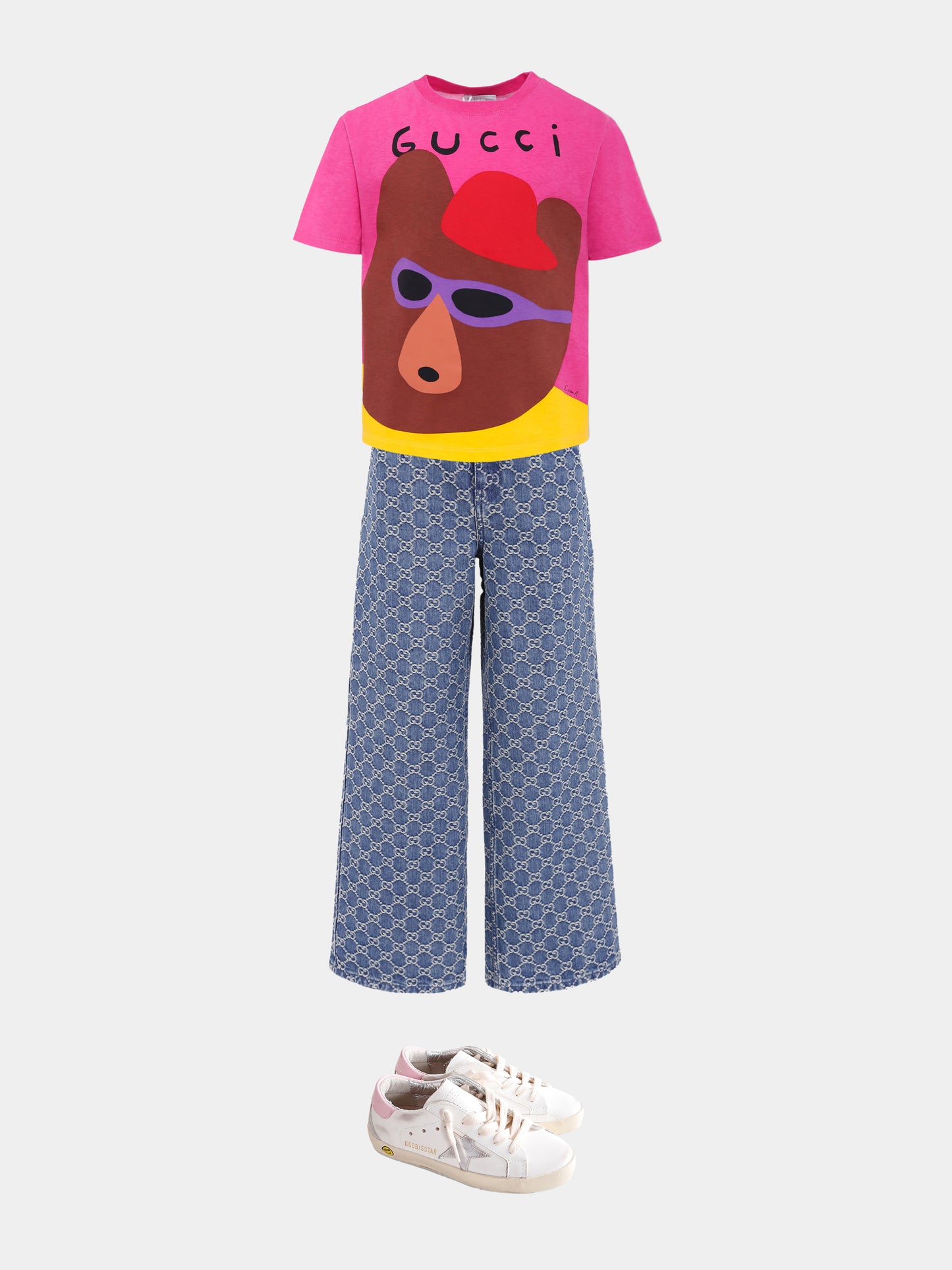 T-shirt fucsia per bambina con orso