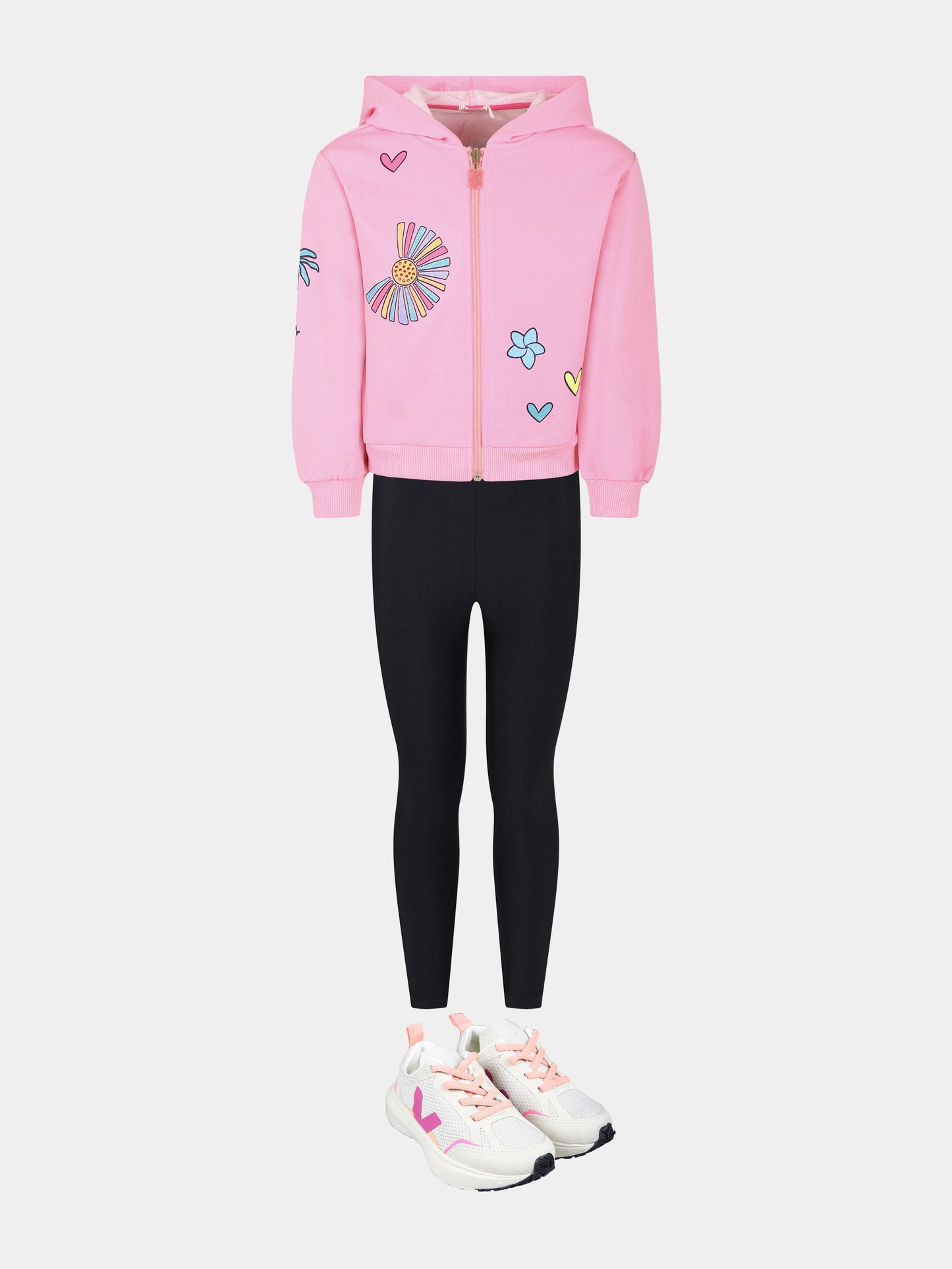 Leggings neri per bambina con logo