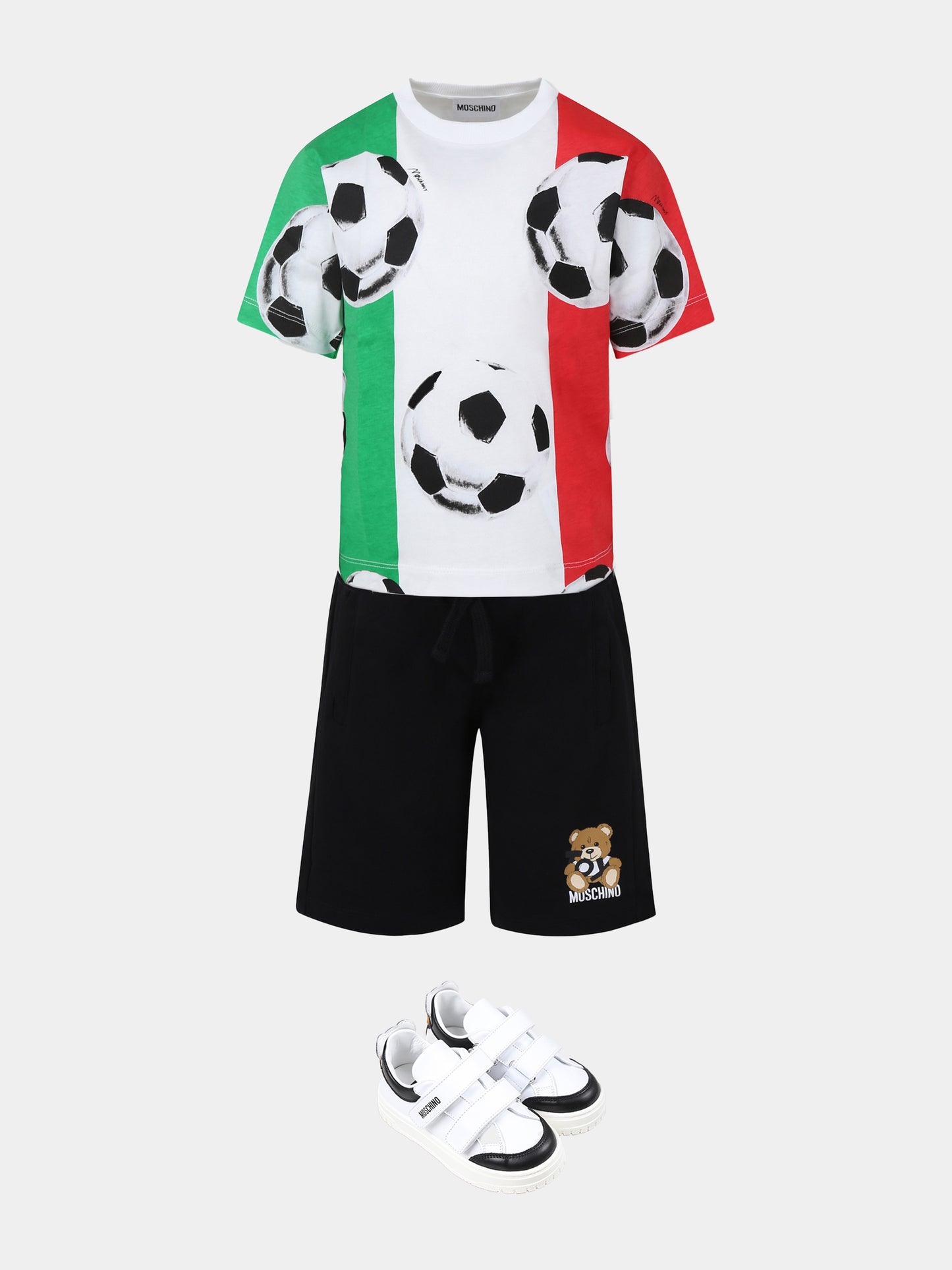 T-shirt multicolor per bambino con stampa pallone all over
