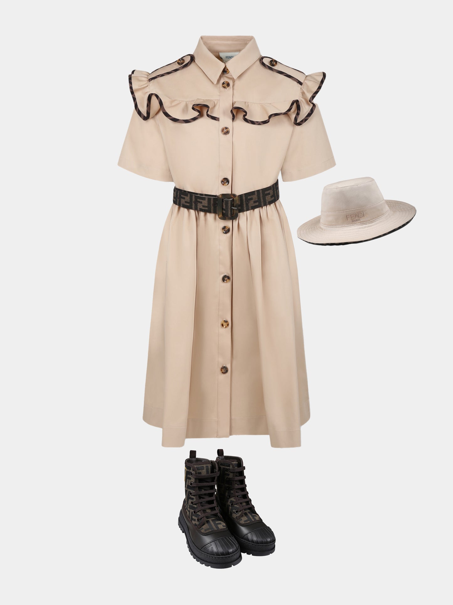 Vestito beige per bambina con FF