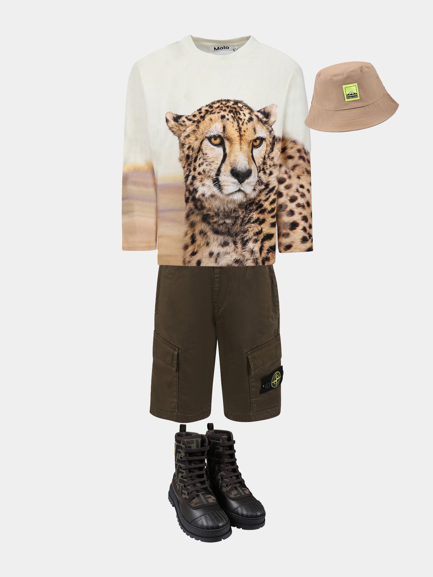 T-shirt avorio Rollo per bambino con ghepardo