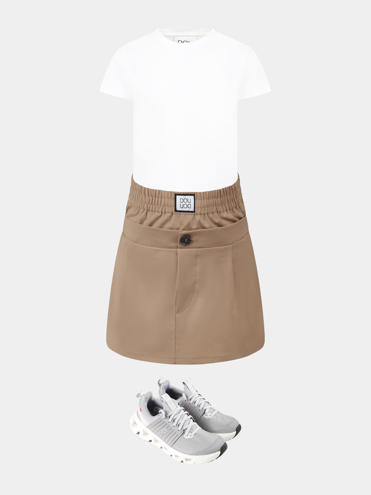 T-shirt avorio per bambina con logo