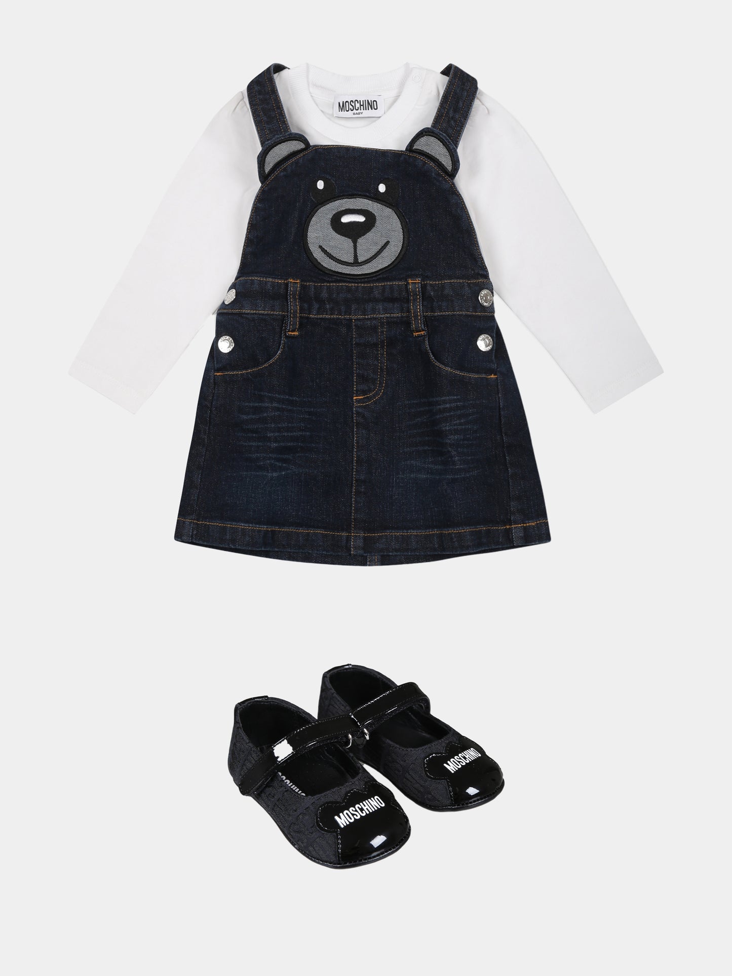 Completo multicolor per neonata con Teddy Bear