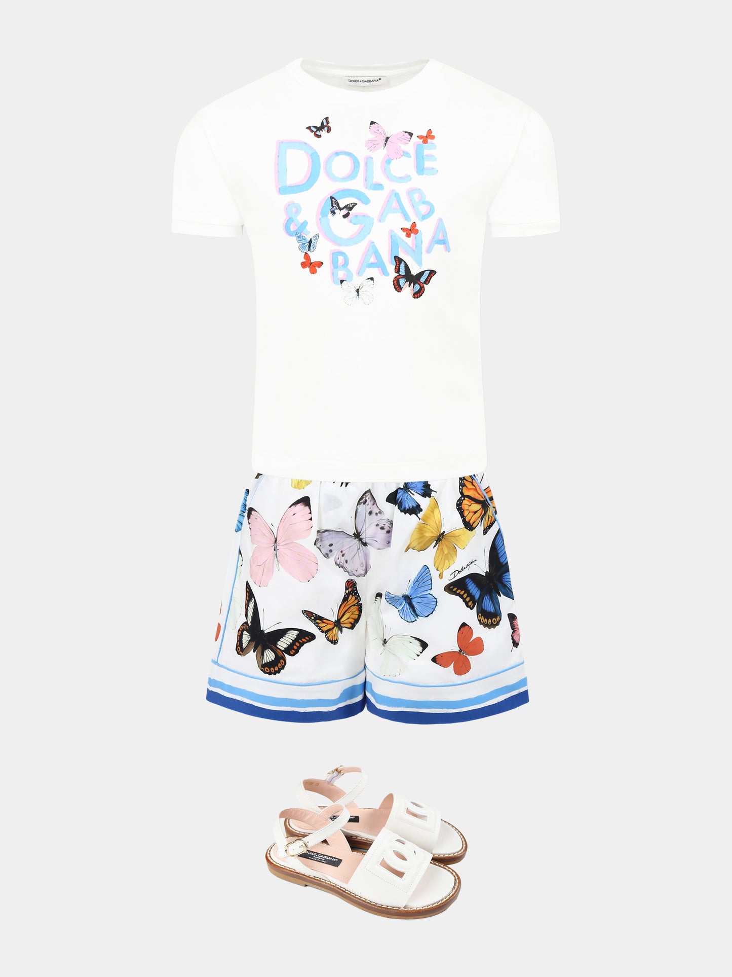 Shorts bianchi per bambina con farfalle all over