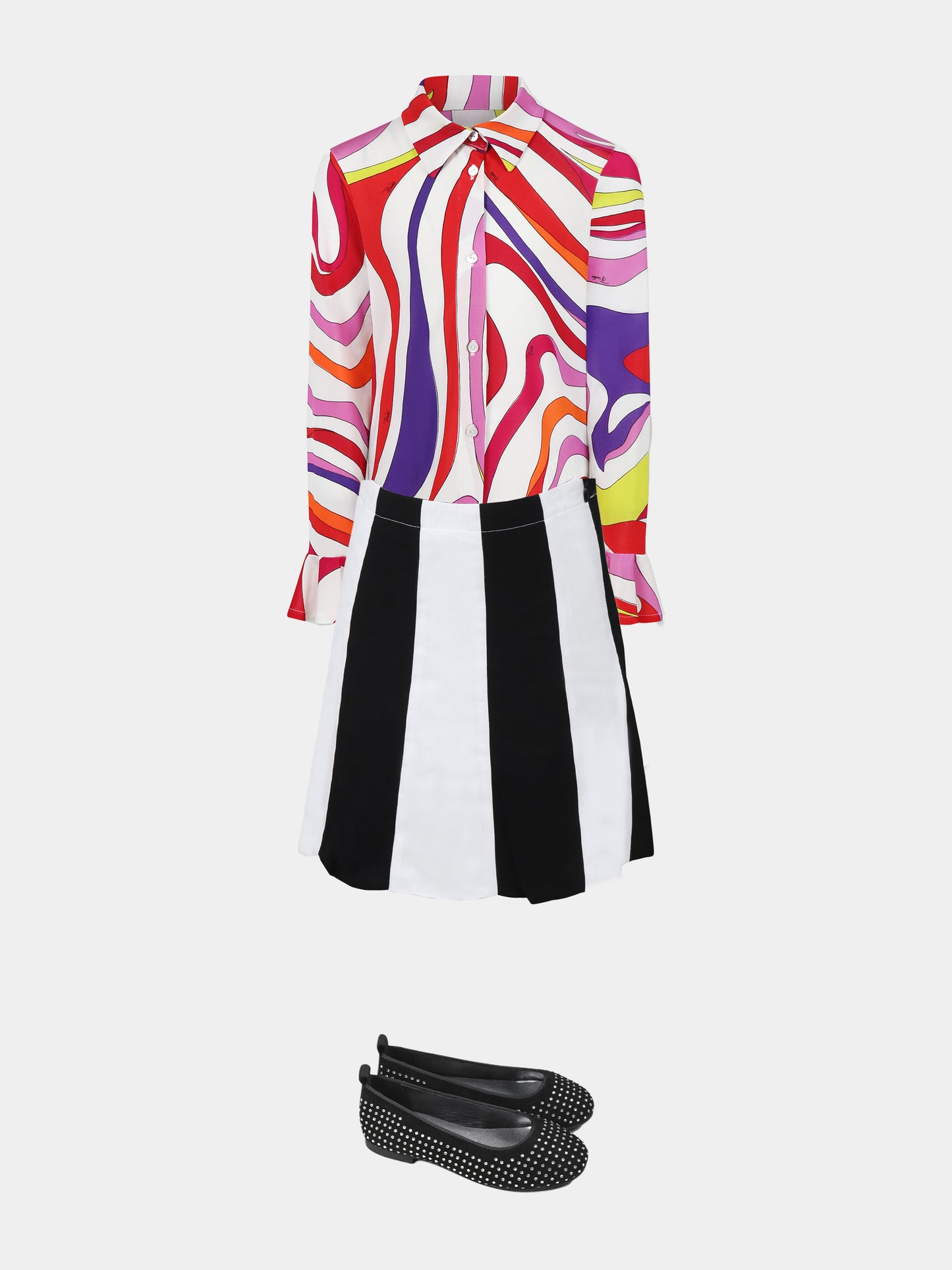 Camicia multicolor per bambina con stampa marmo