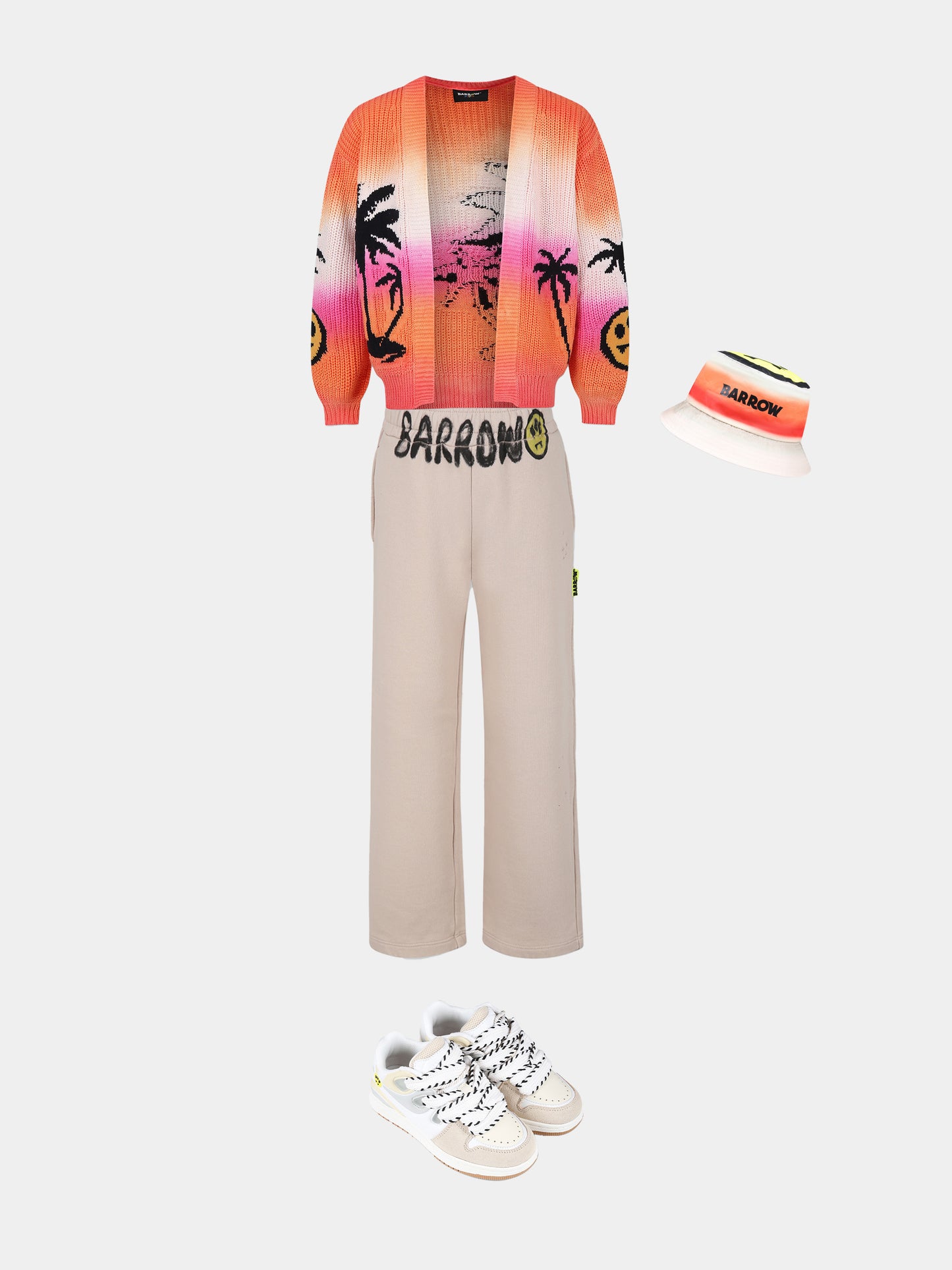 Cardigan arancione per bambini con smile e palme