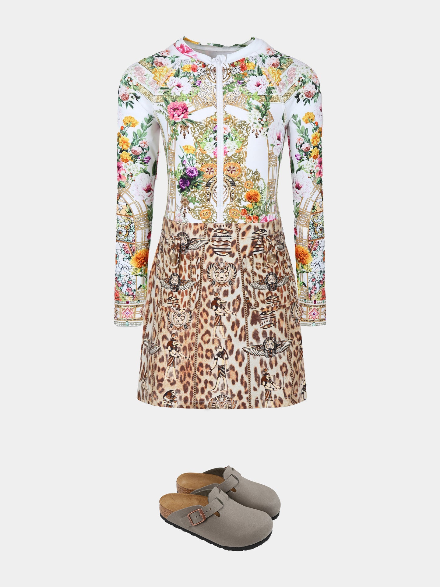 Gonna multicolor per bambina  con stampa maculata