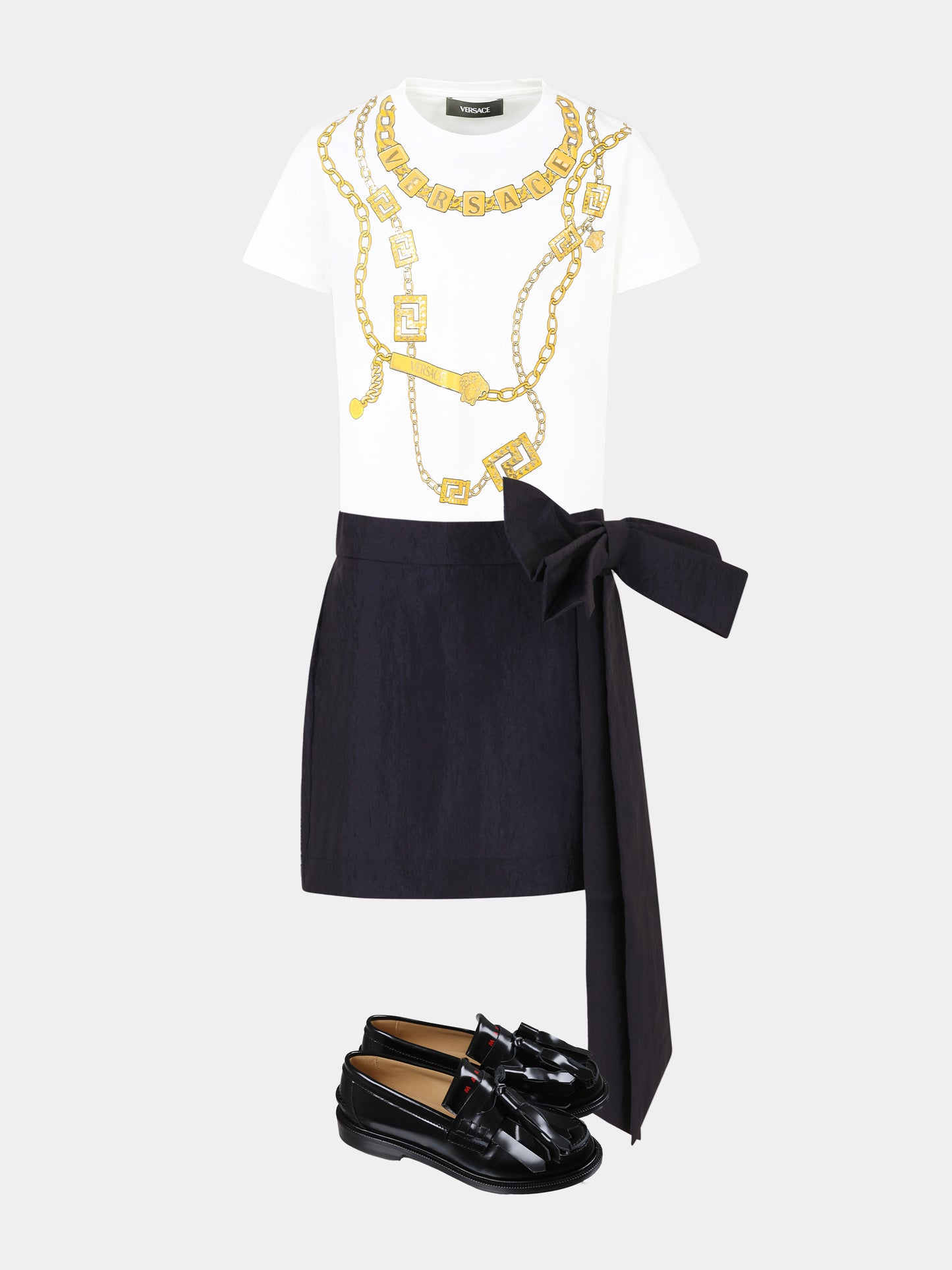 T-shirt bianca per bambini con logo Versace