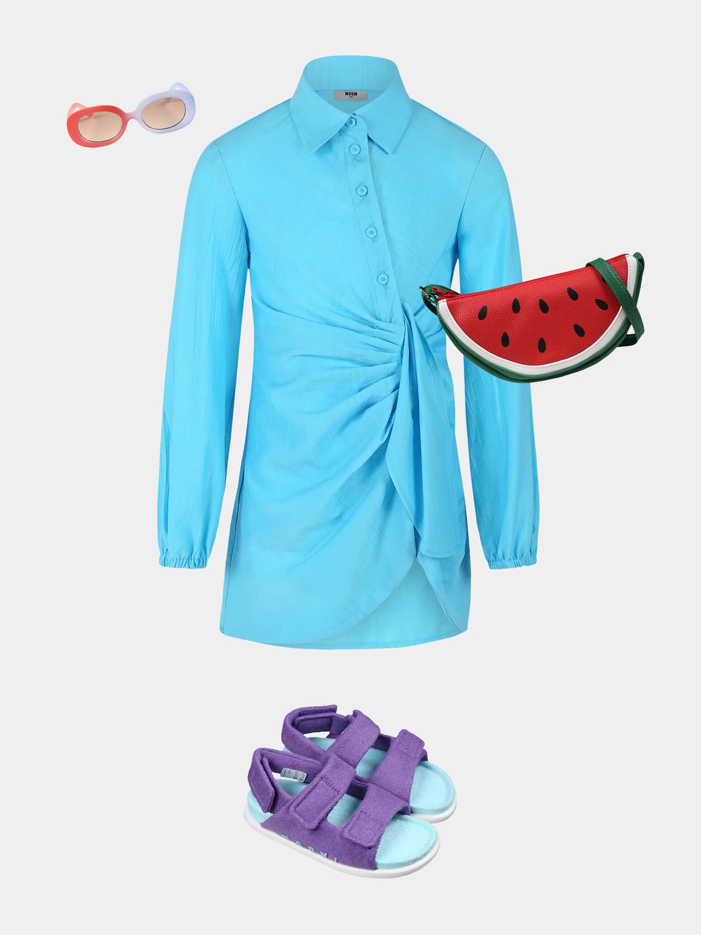 Vestito azzurro per bambina con logo