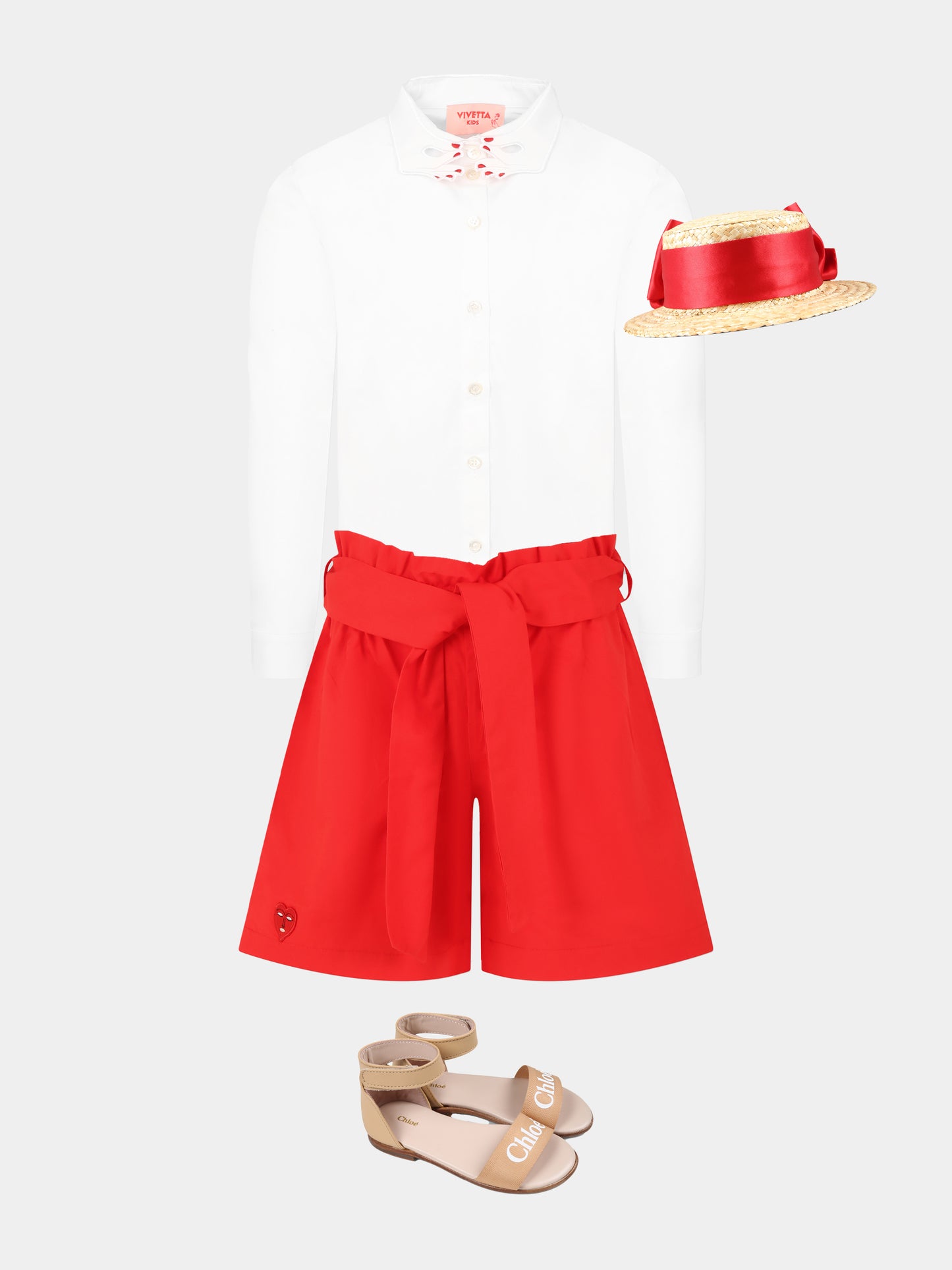 Shorts rossi per bambina con cuore