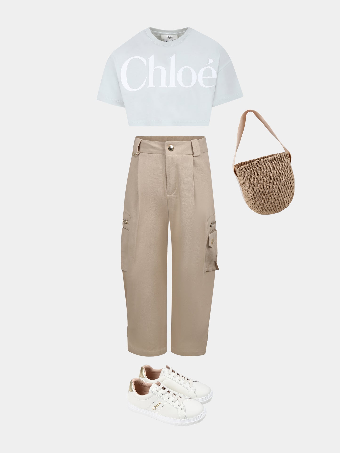 T-shirt verde crop per bambina con logo bianco