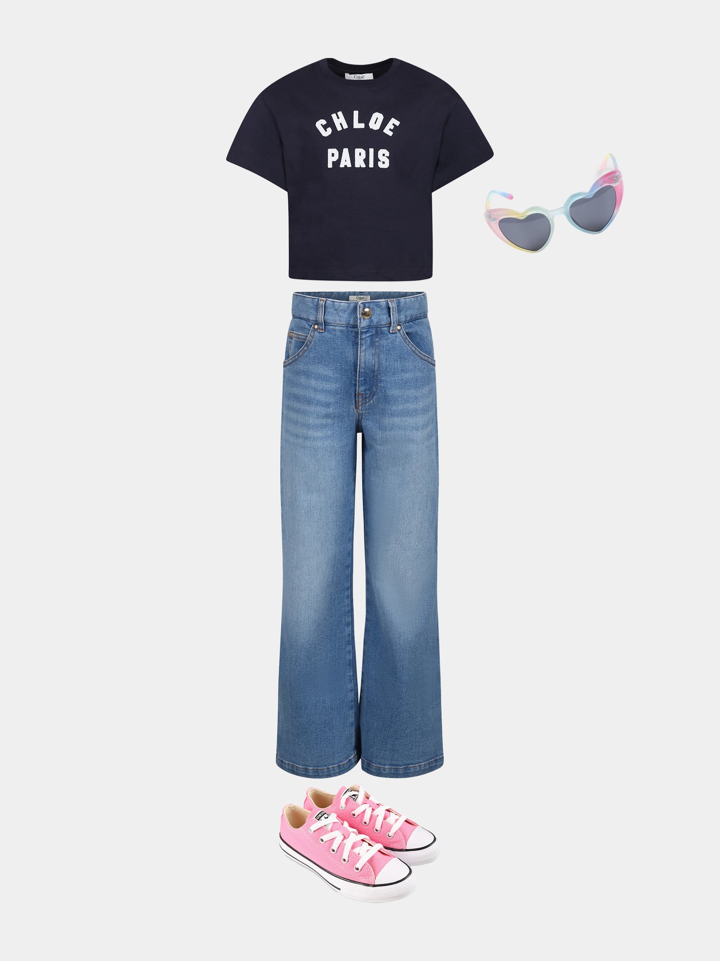Jeans blu per bambina con logo