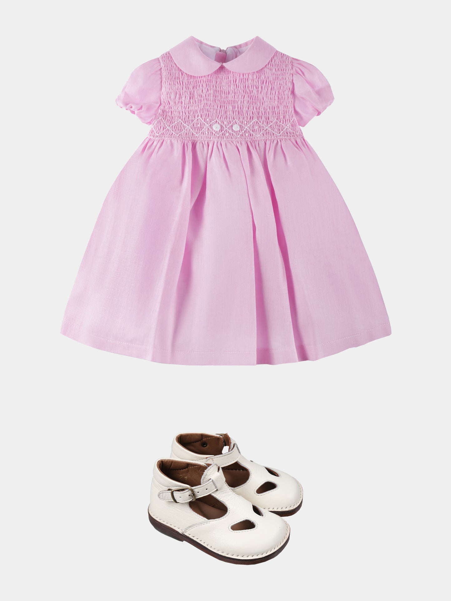 Vestito rosa per neonata con ricami